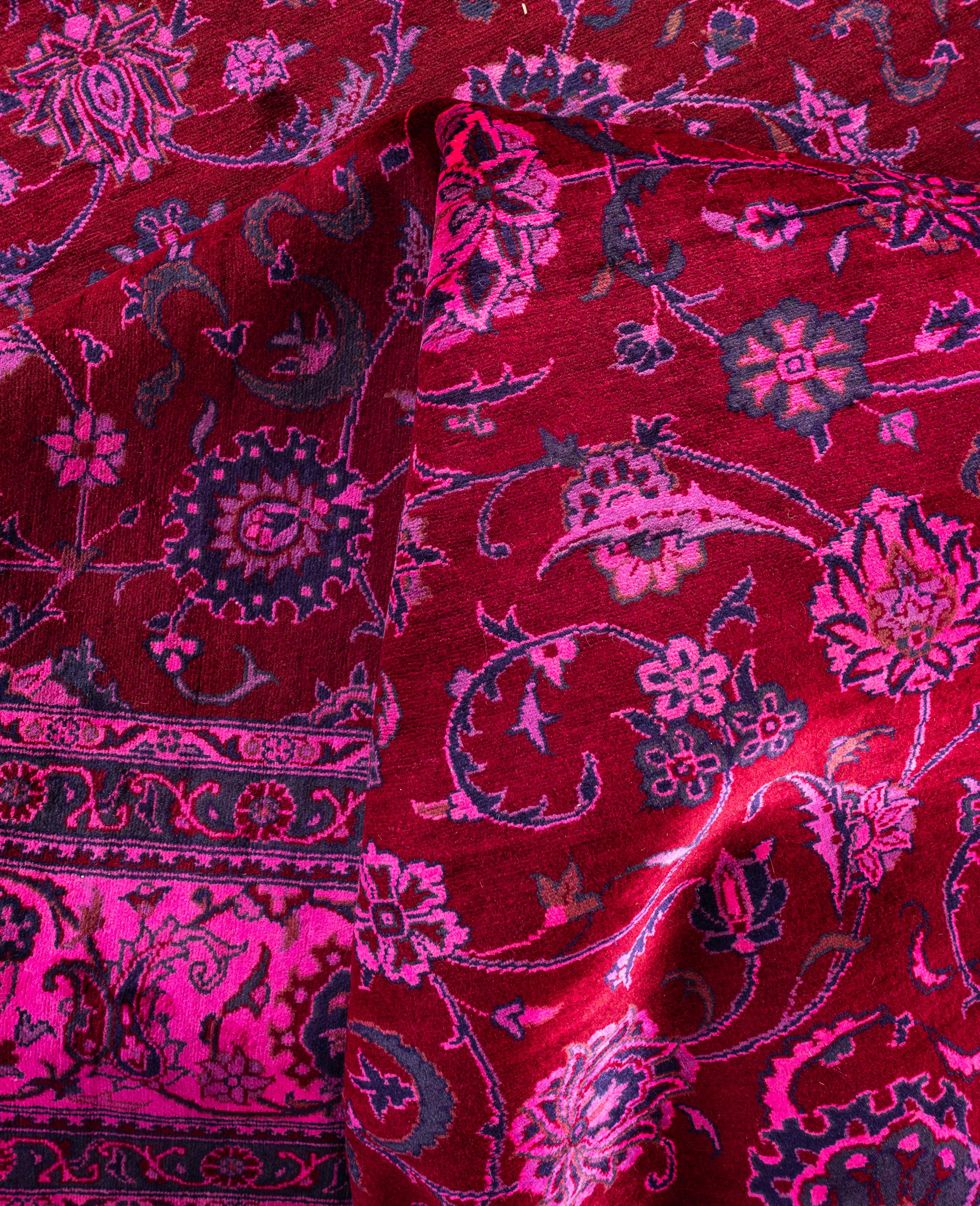 Alfombra de lana Overdyed One-of-a-Kind roja 6' 1