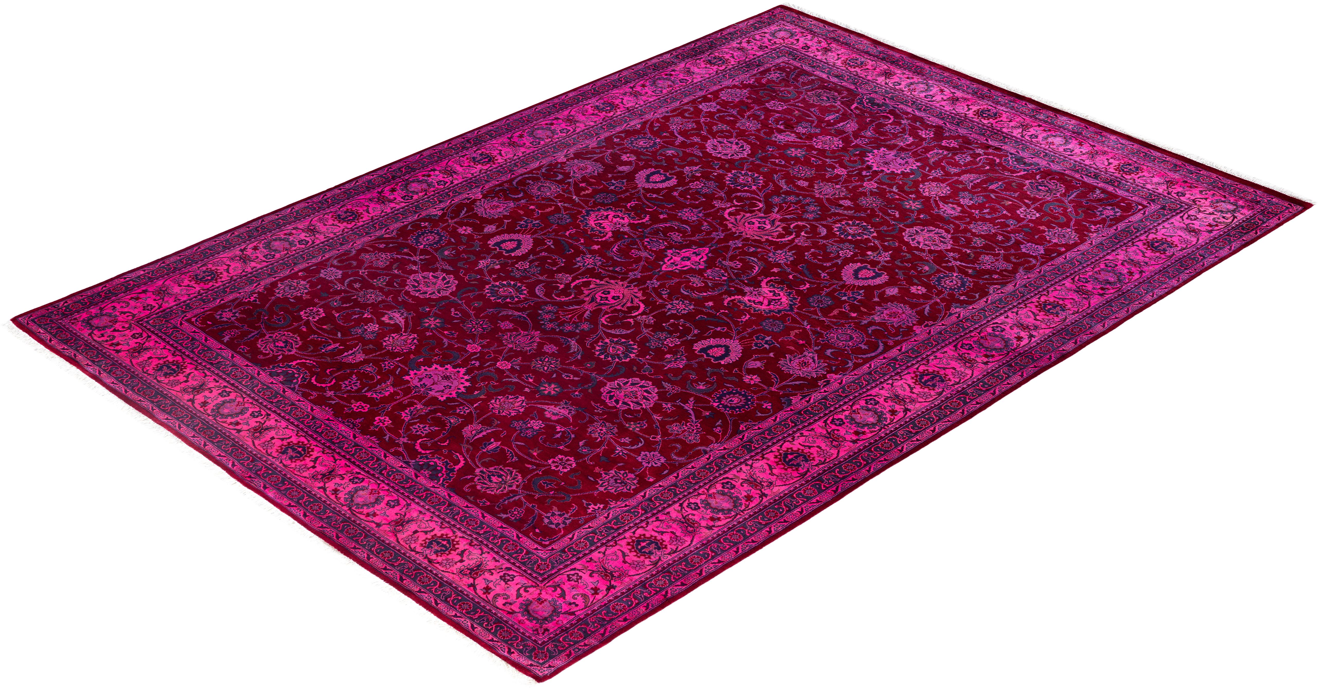 Alfombra de lana Overdyed One-of-a-Kind roja 6' 1