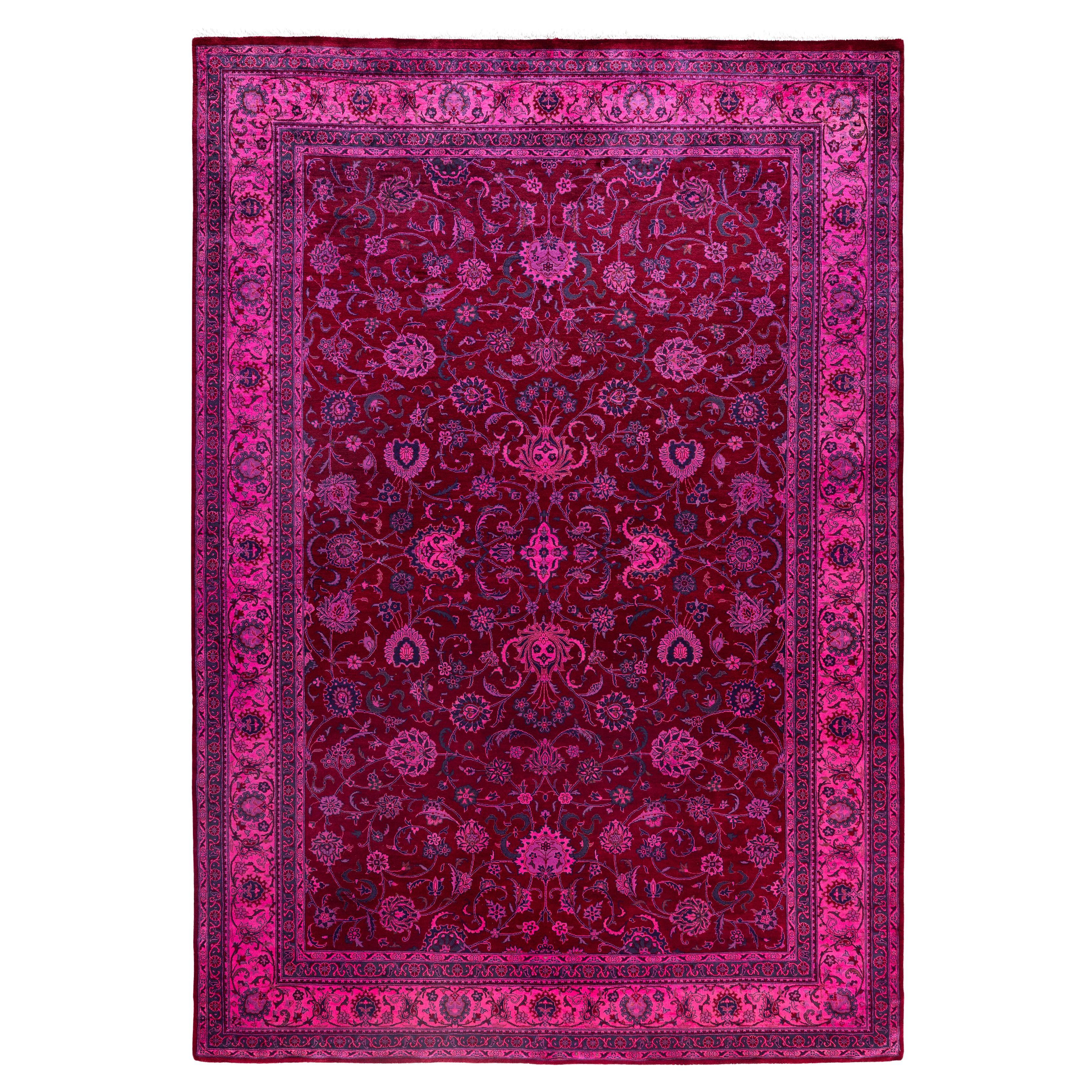 Alfombra de lana Overdyed One-of-a-Kind roja 6' 1" x 8' 10" en venta