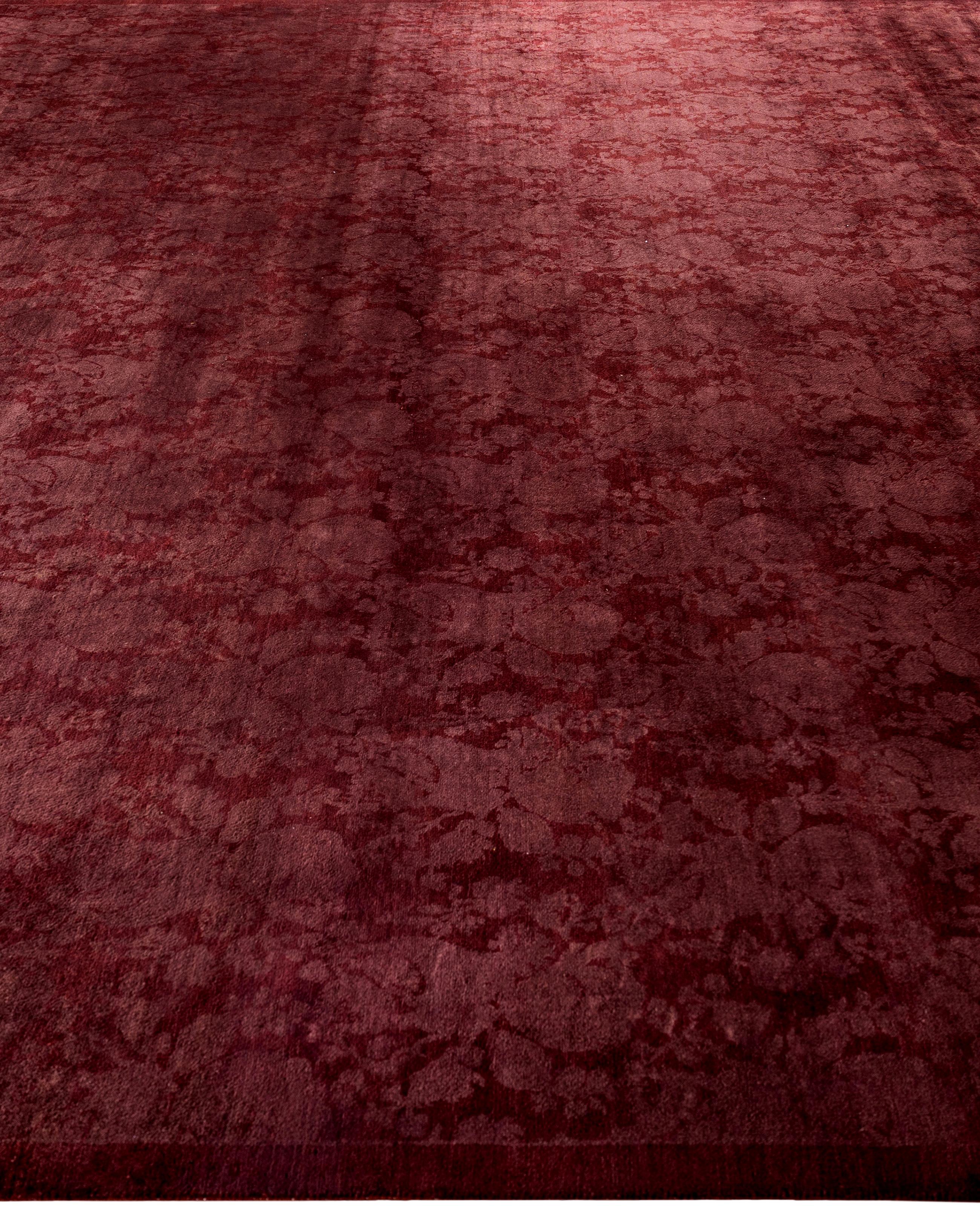 Overdyed Einzigartige Wolle Rot Bereich Teppich 9' 1