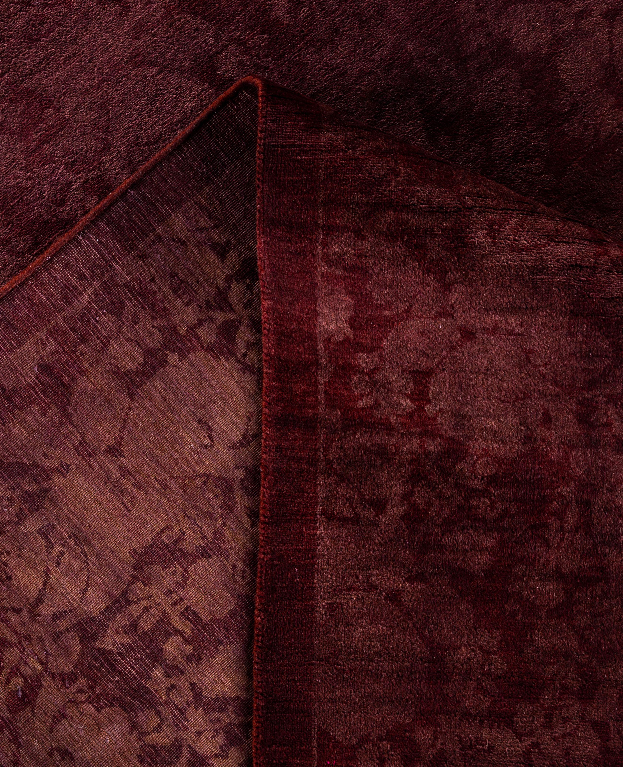 Overdyed Einzigartige Wolle Rot Bereich Teppich 9' 1