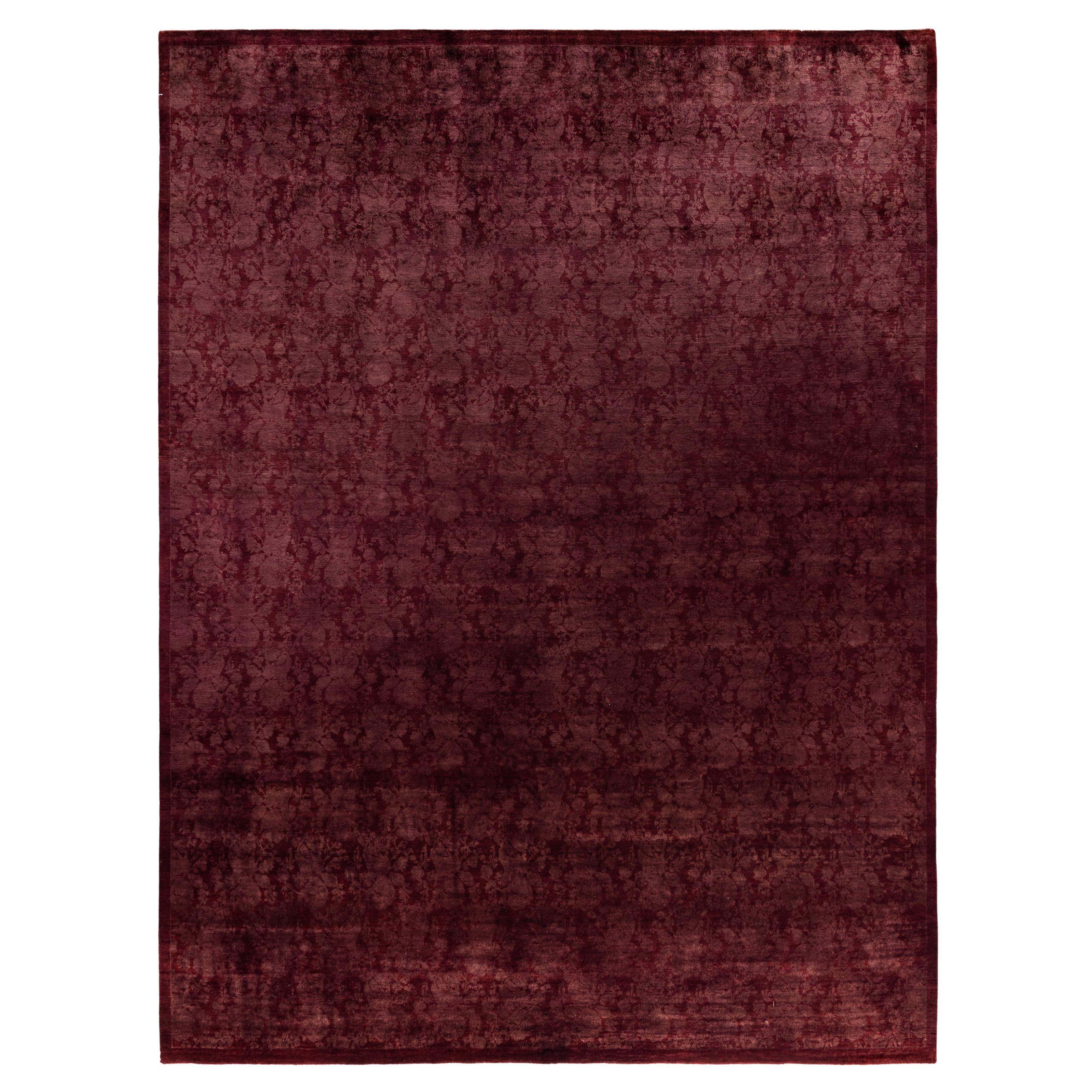 Overdyed Einzigartige Wolle Rot Bereich Teppich 9' 1" x 11' 9" im Angebot