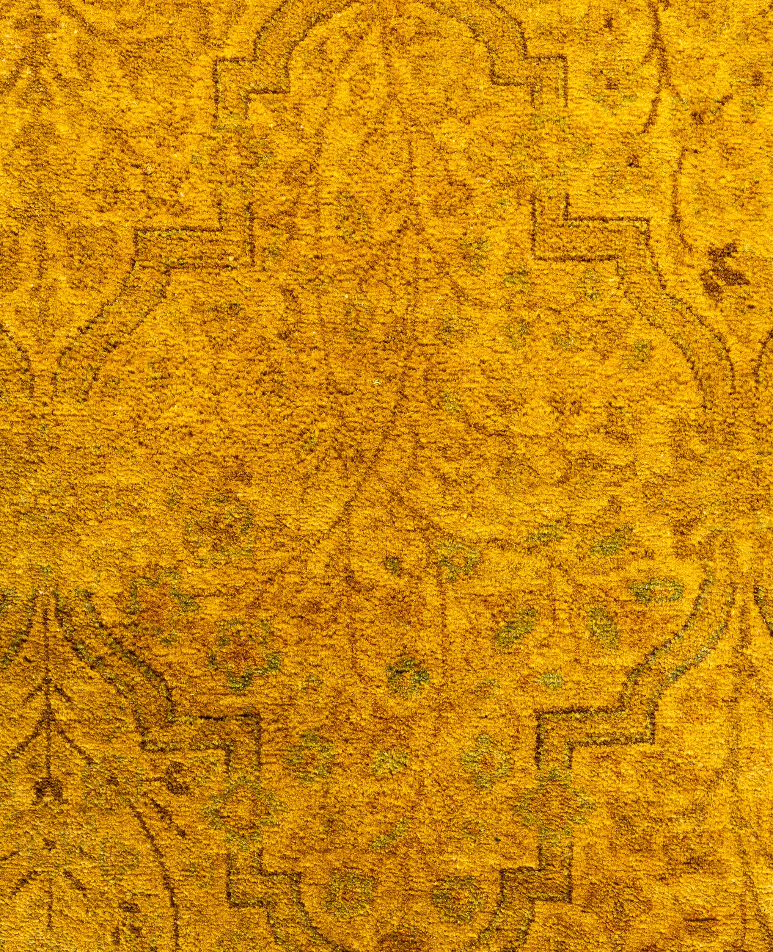 Pakistano Tappeto giallo in lana Overdyed One of a-Kind 3' 2