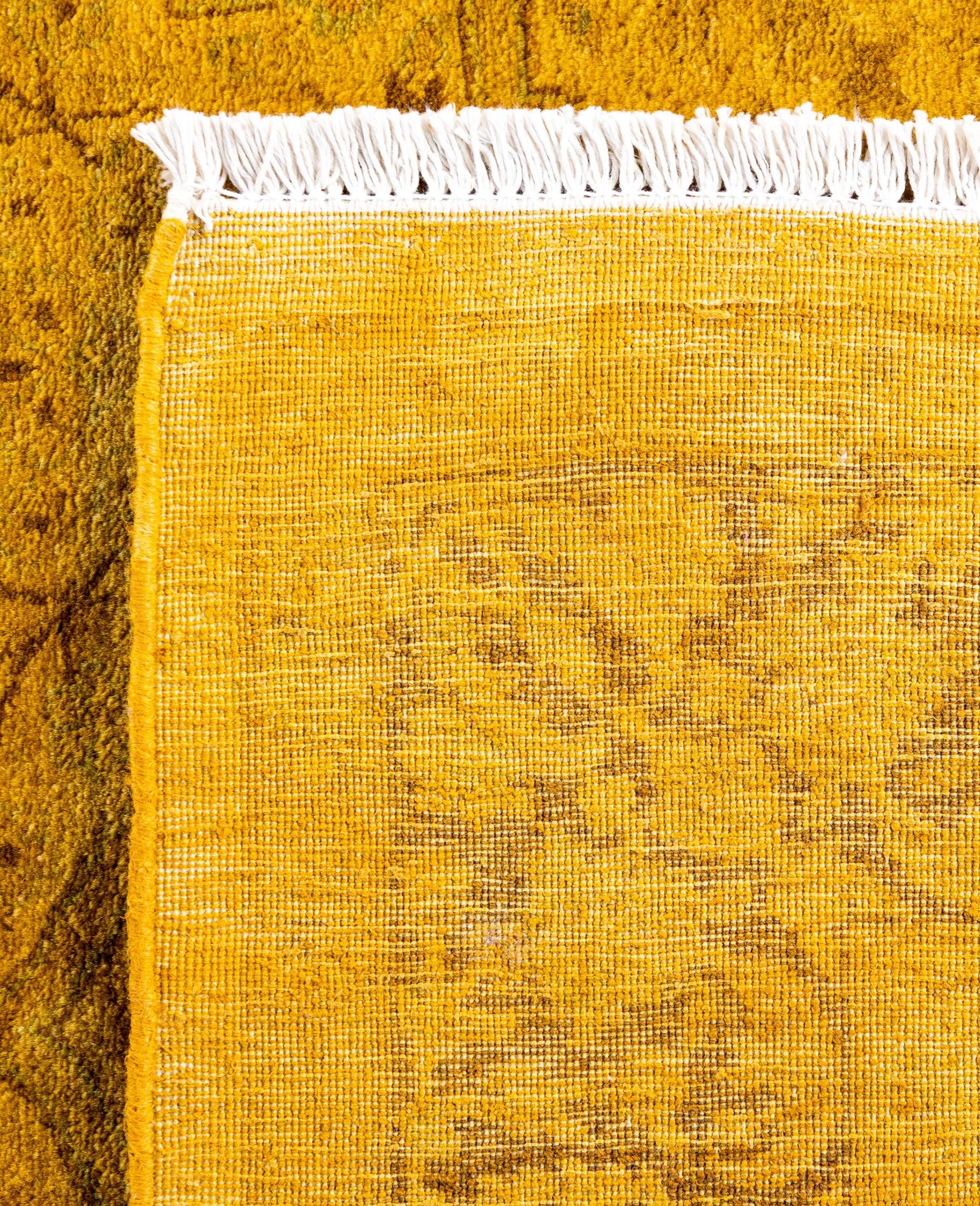 Tappeto giallo in lana Overdyed One of a-Kind 3' 2