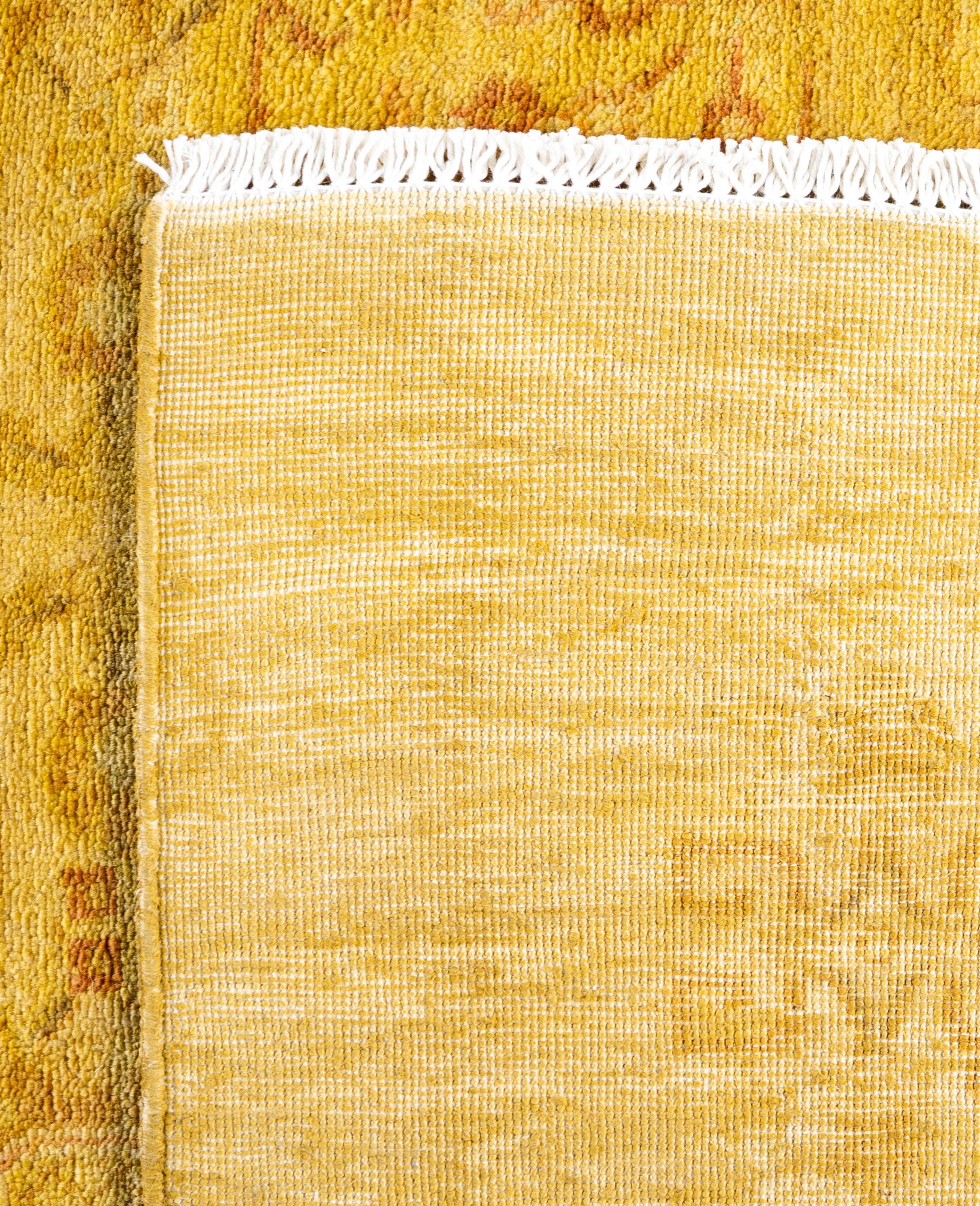 Tappeto giallo in lana Overdyed One of a-Kind 4' 1
