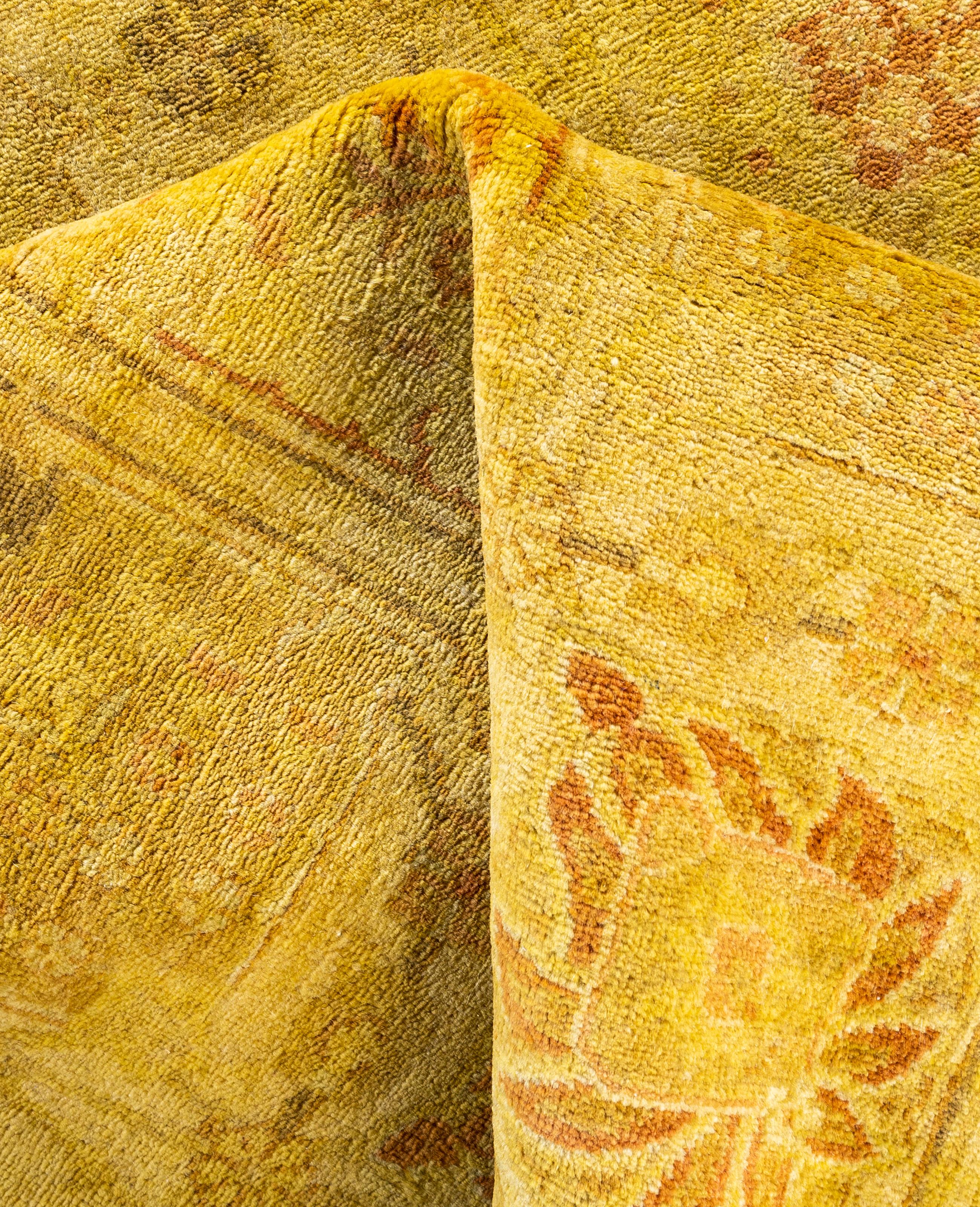 Lana Tappeto giallo in lana Overdyed One of a-Kind 4' 1