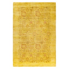 Tappeto giallo in lana Overdyed One of a-Kind 4' 1" x 6' 2"