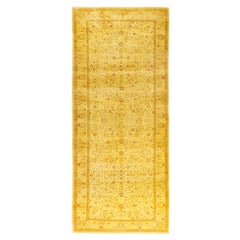 Tapis de sol en laine jaune surteintée unique 4' 3" x 9' 10"