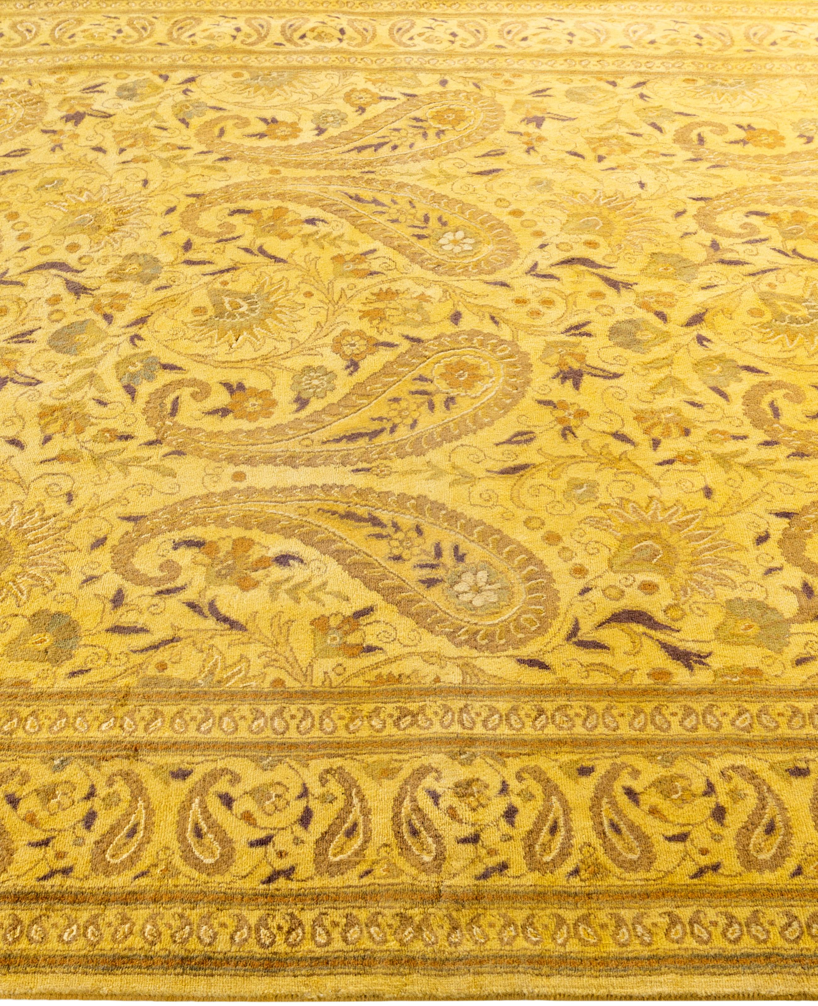 Alfombra de lana Overdyed One-of-a-Kind amarilla 5' 9