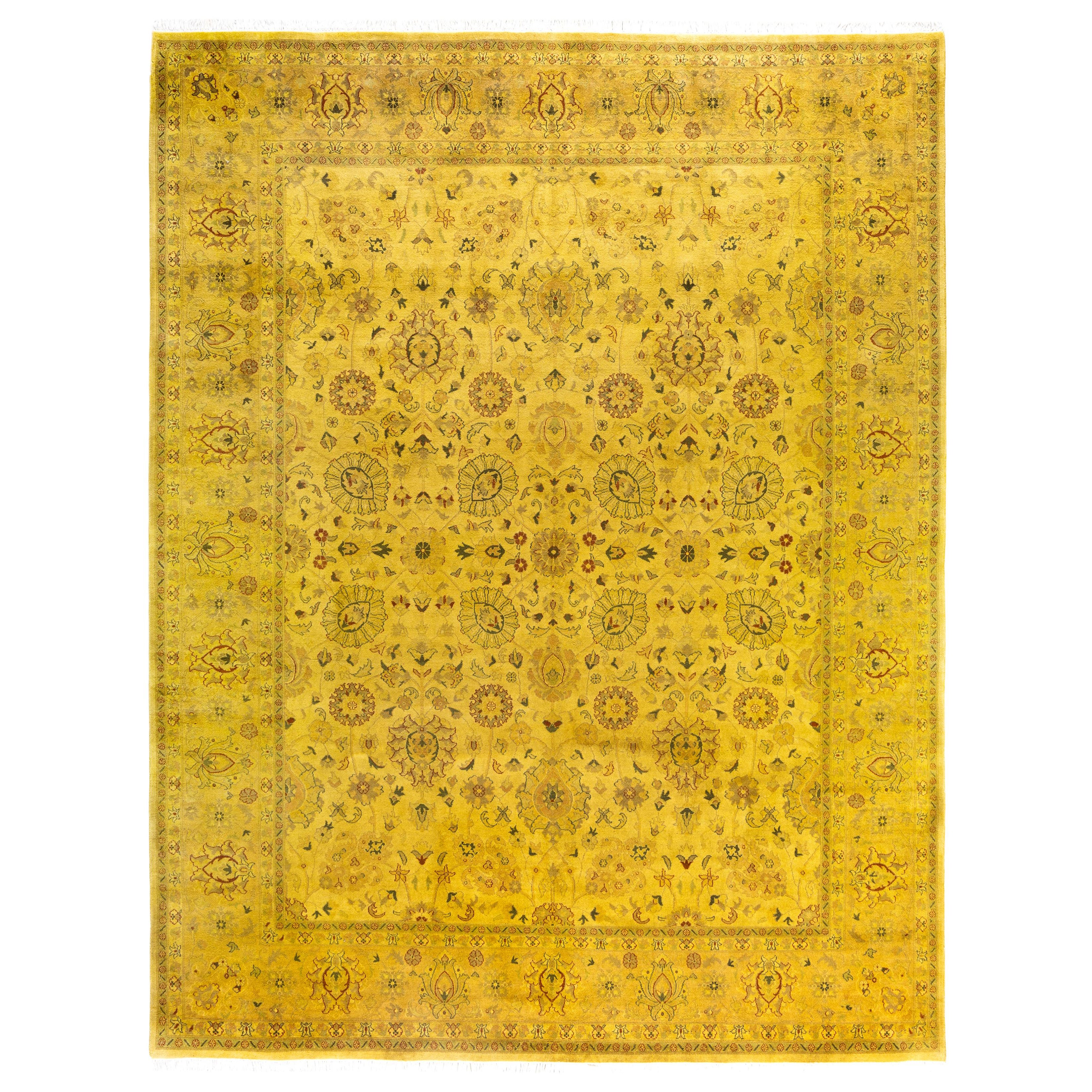 Alfombra de lana Overdyed One-of-a-Kind amarilla 8' 0" x 10' 3" en venta