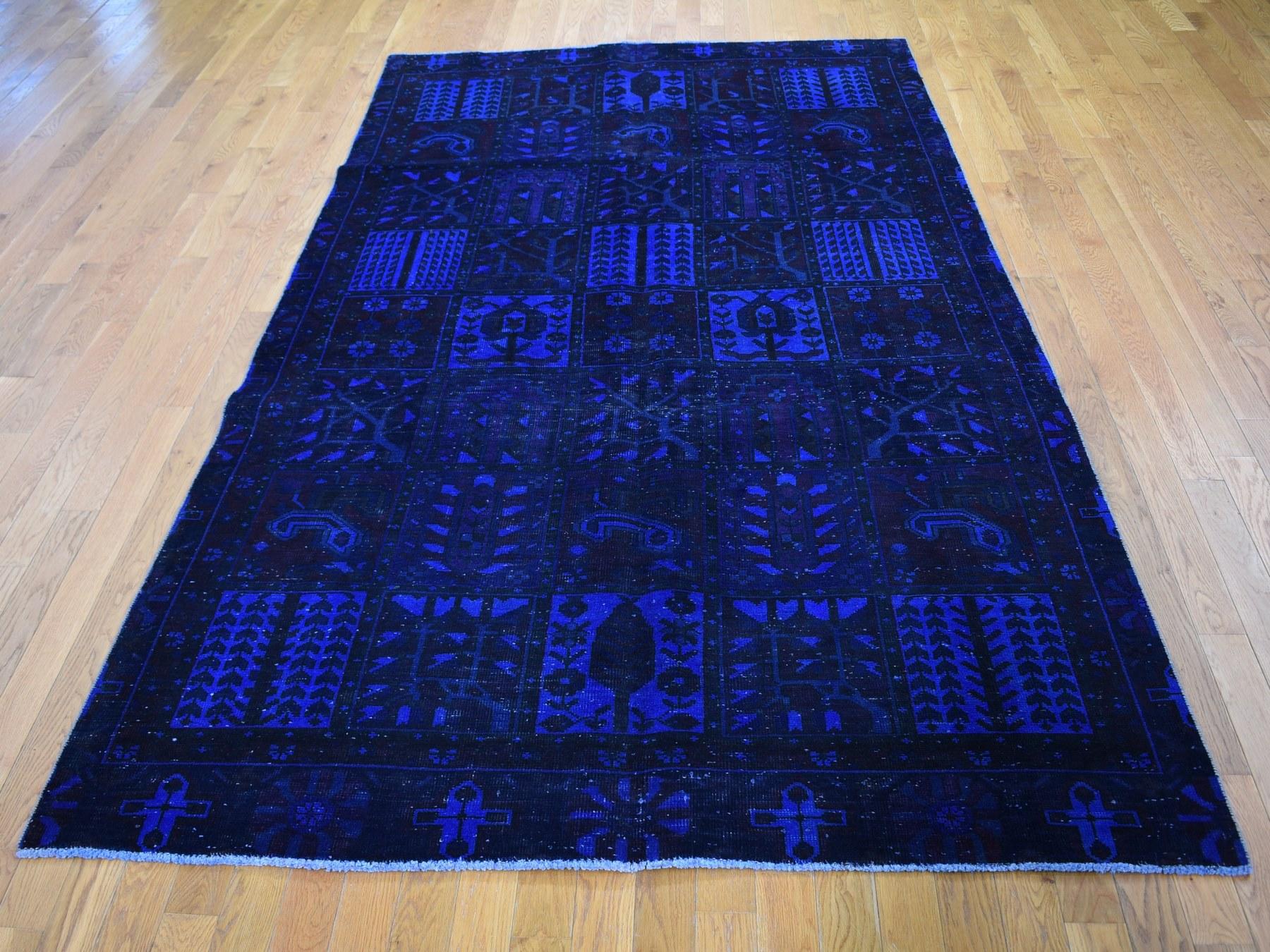 Medieval Overdyed Persian Bakhtiari Garden Design Wool Hand Knotted Oriental Rug For Sale