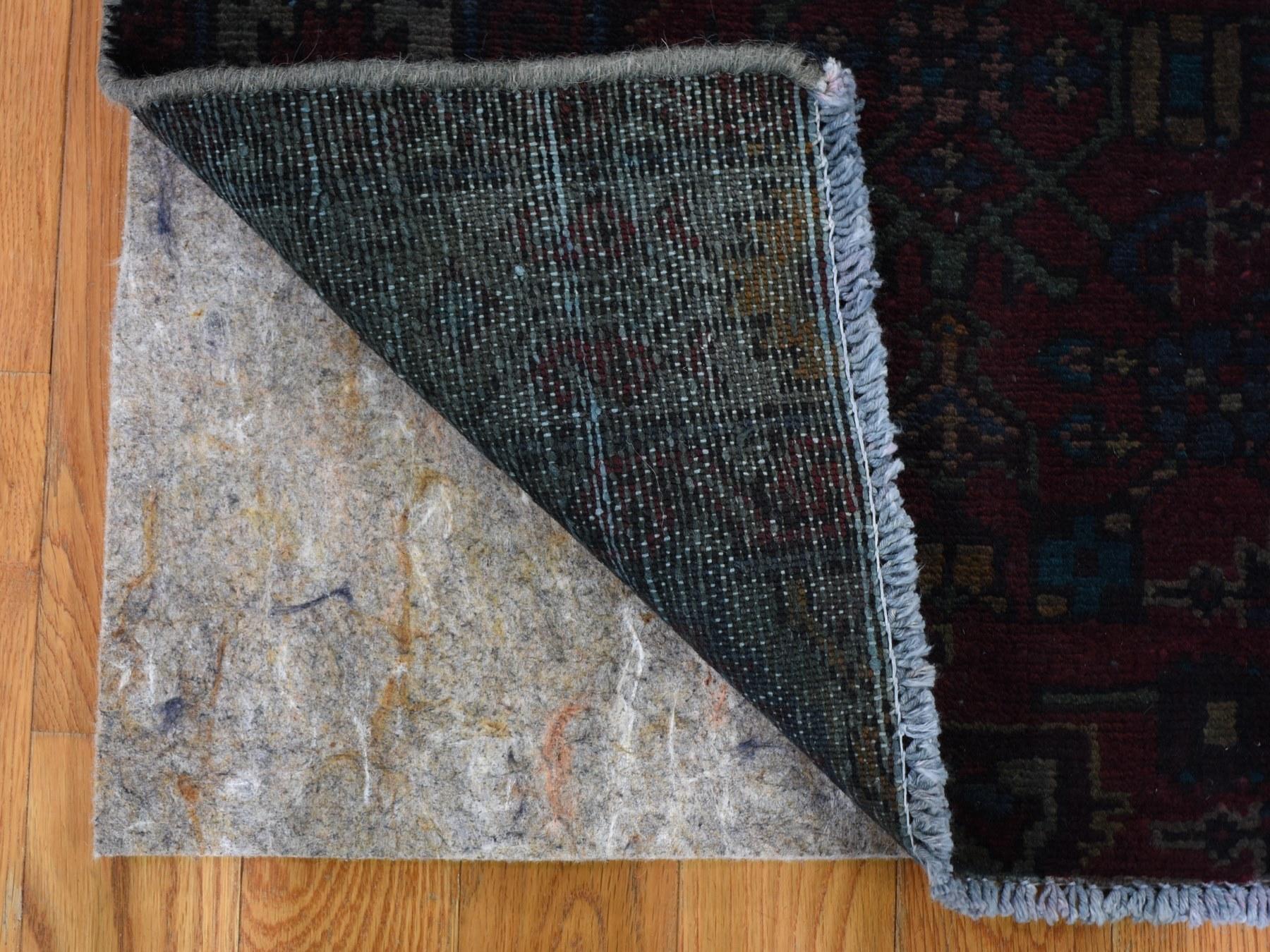 Medieval Overdyed Persian Malayer Wide Runner Wool Hand Knotted Oriental Rug For Sale