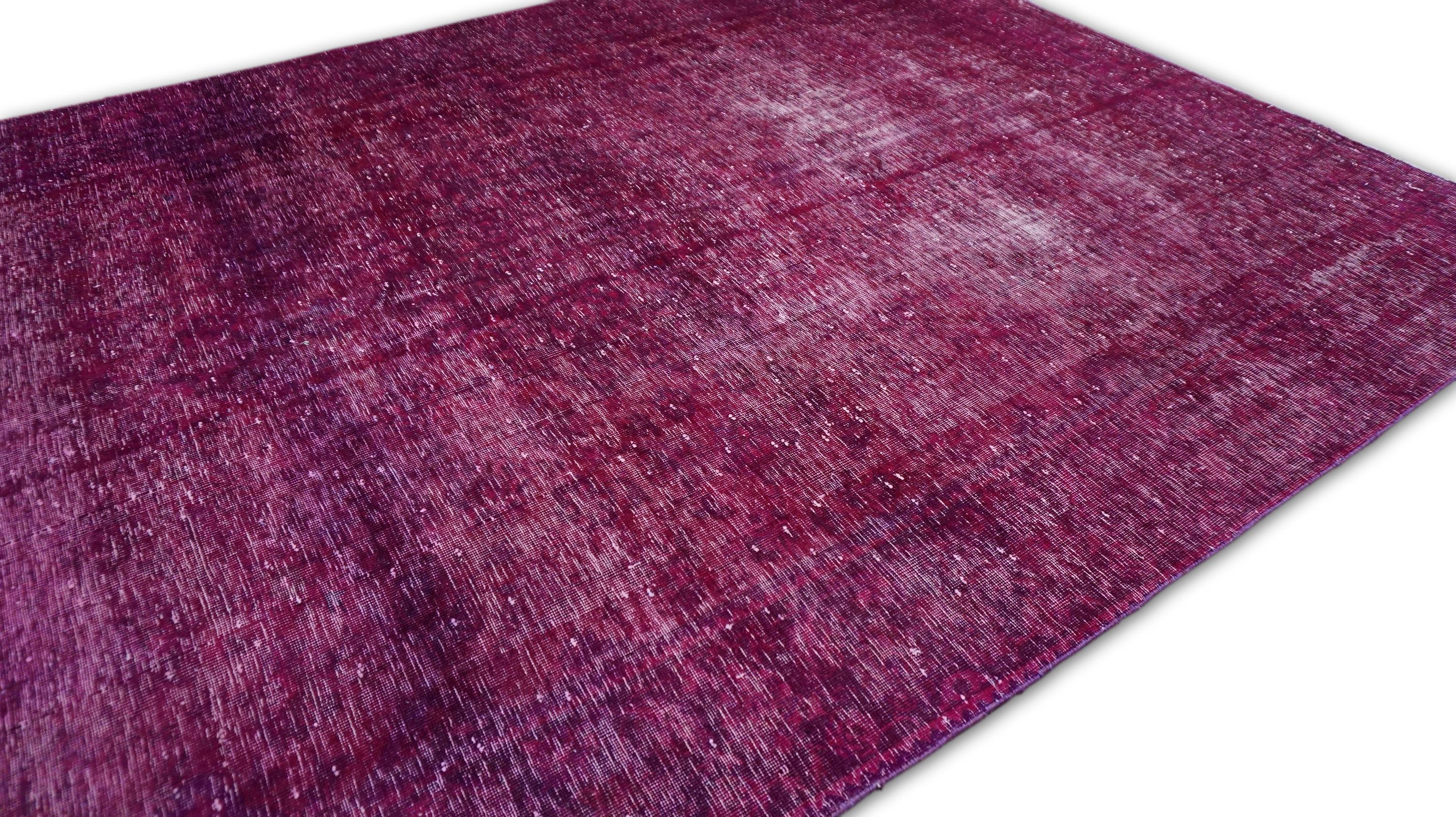 Overdyed Pflaume Lavendel Wollteppich 7'1''x10'8'' (Persisch) im Angebot
