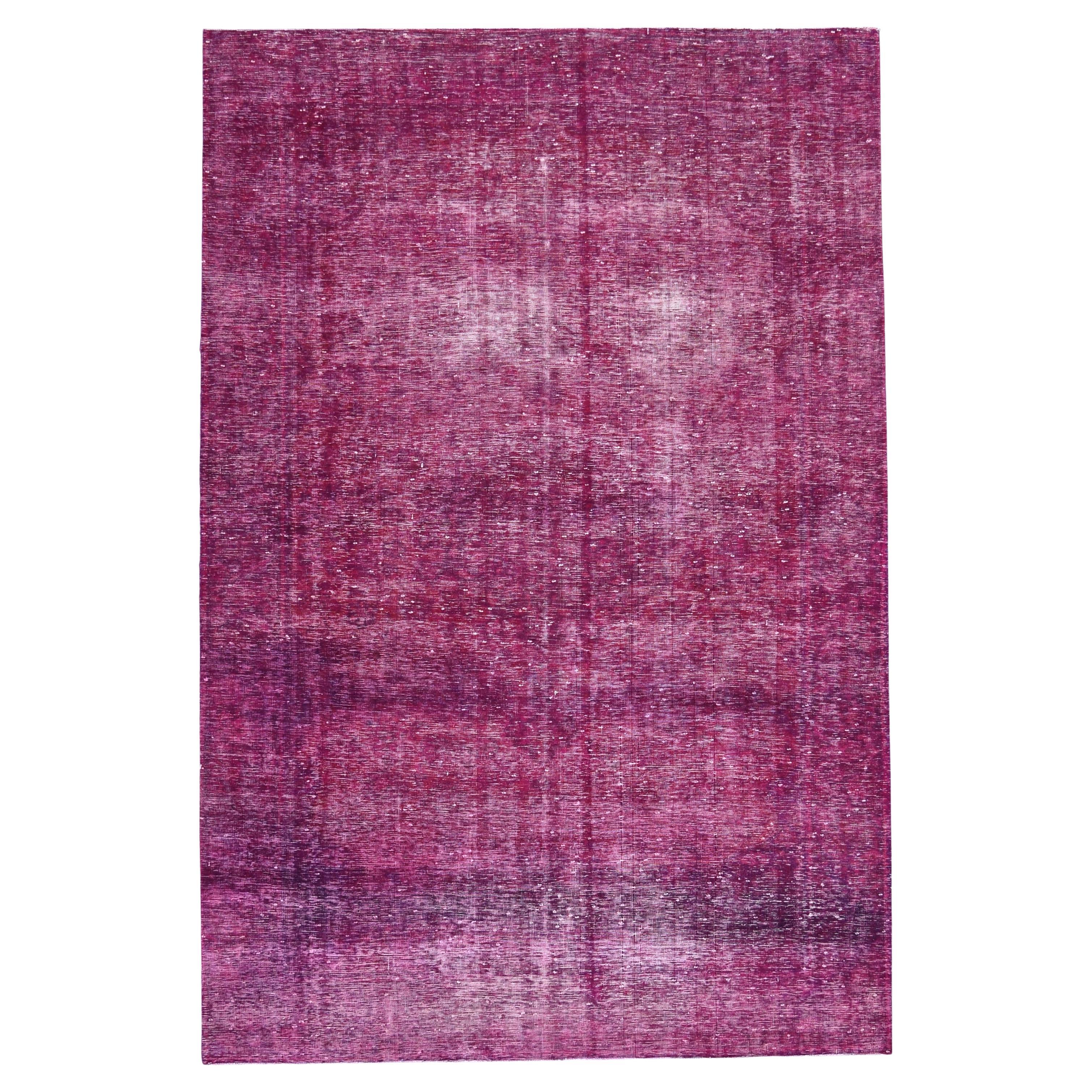 Overdyed Plum Lavender Wool Rug 7'1''x10'8''