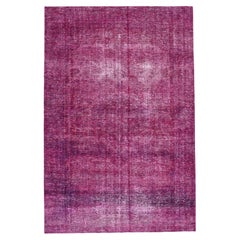 Overdyed Plum Lavender Wool Rug 7'1''x10'8''