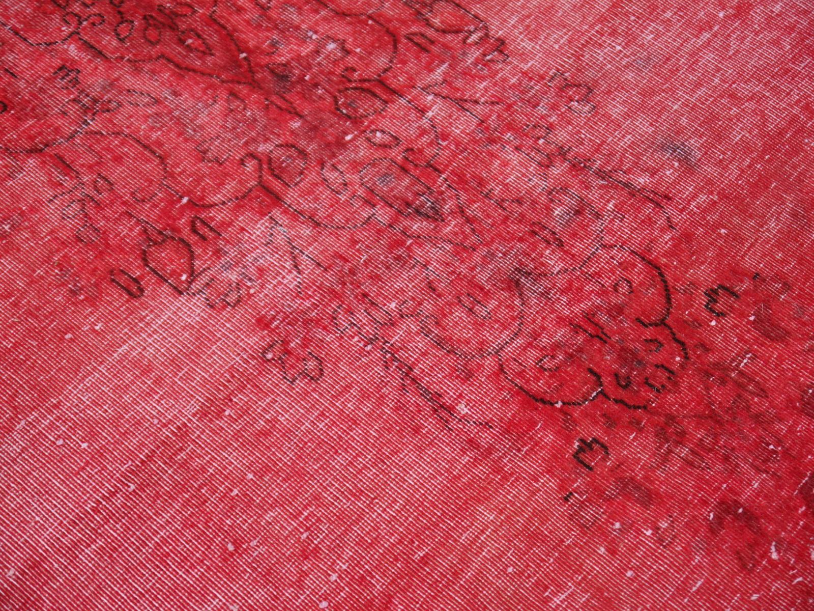 Wool Overdyed Red Turkish Vintage Rug with Industrial Look