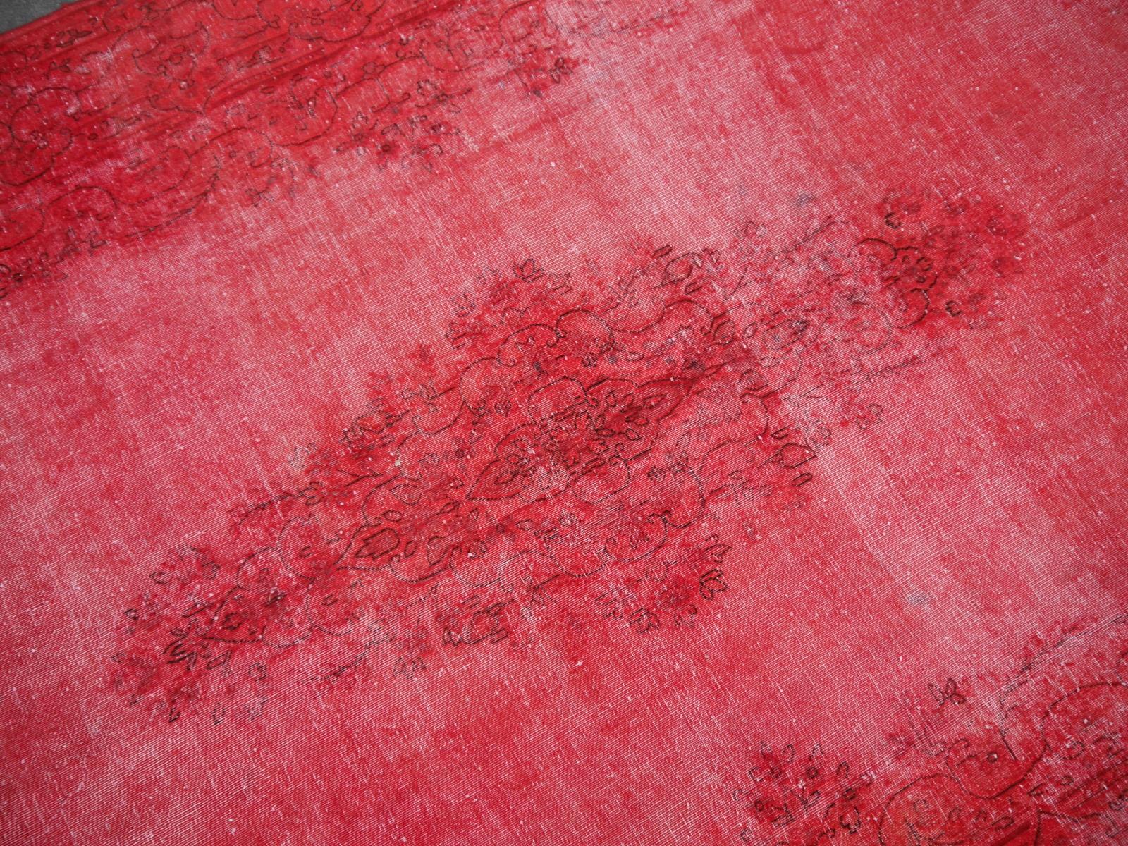 Tribal Overdyed Red Turkish Vintage Rug with Industrial Look