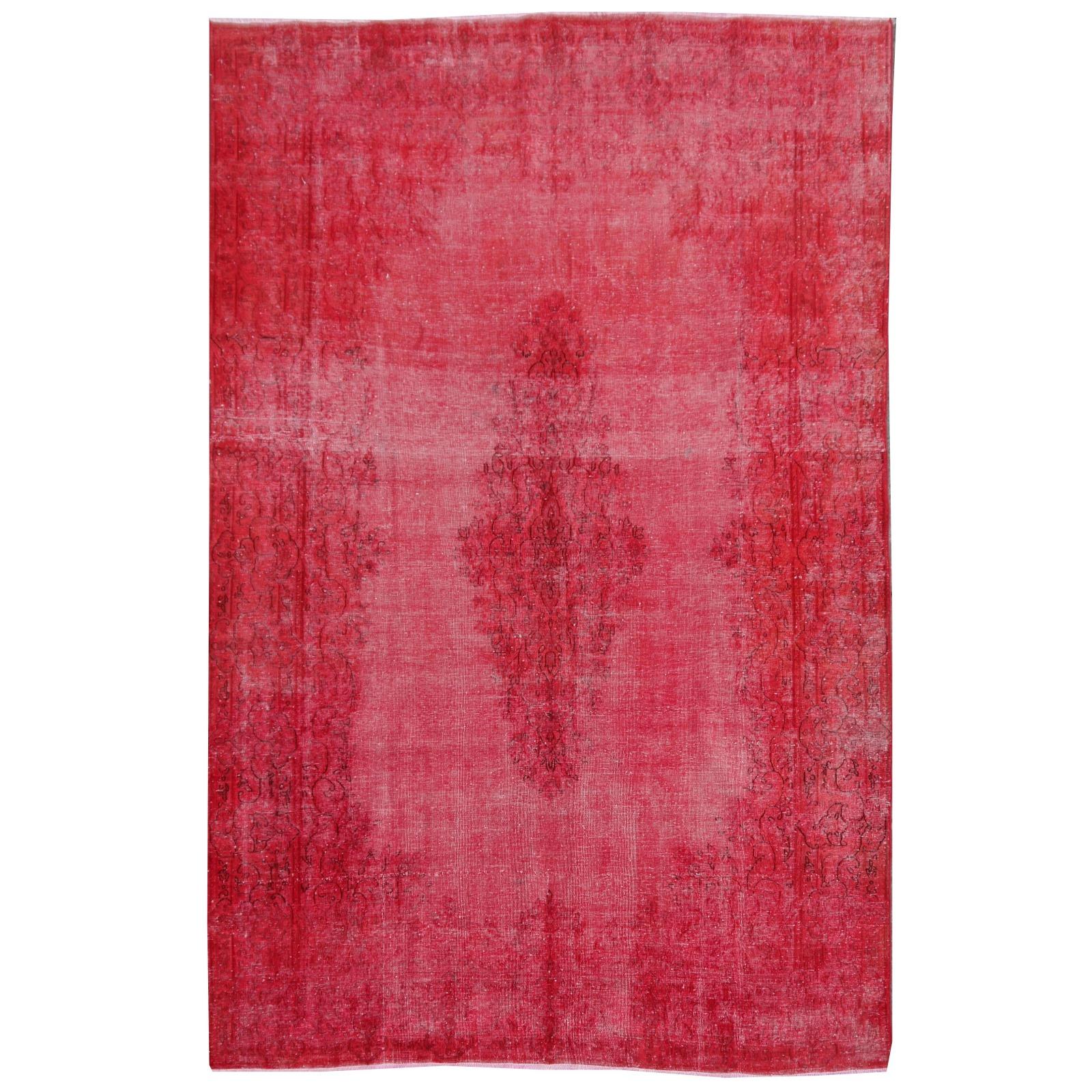 Overdyed Red Turkish Vintage Rug with Industrial Look