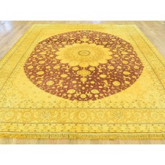 Overdyed Silken Tabriz Hand Knotted Oriental Rug