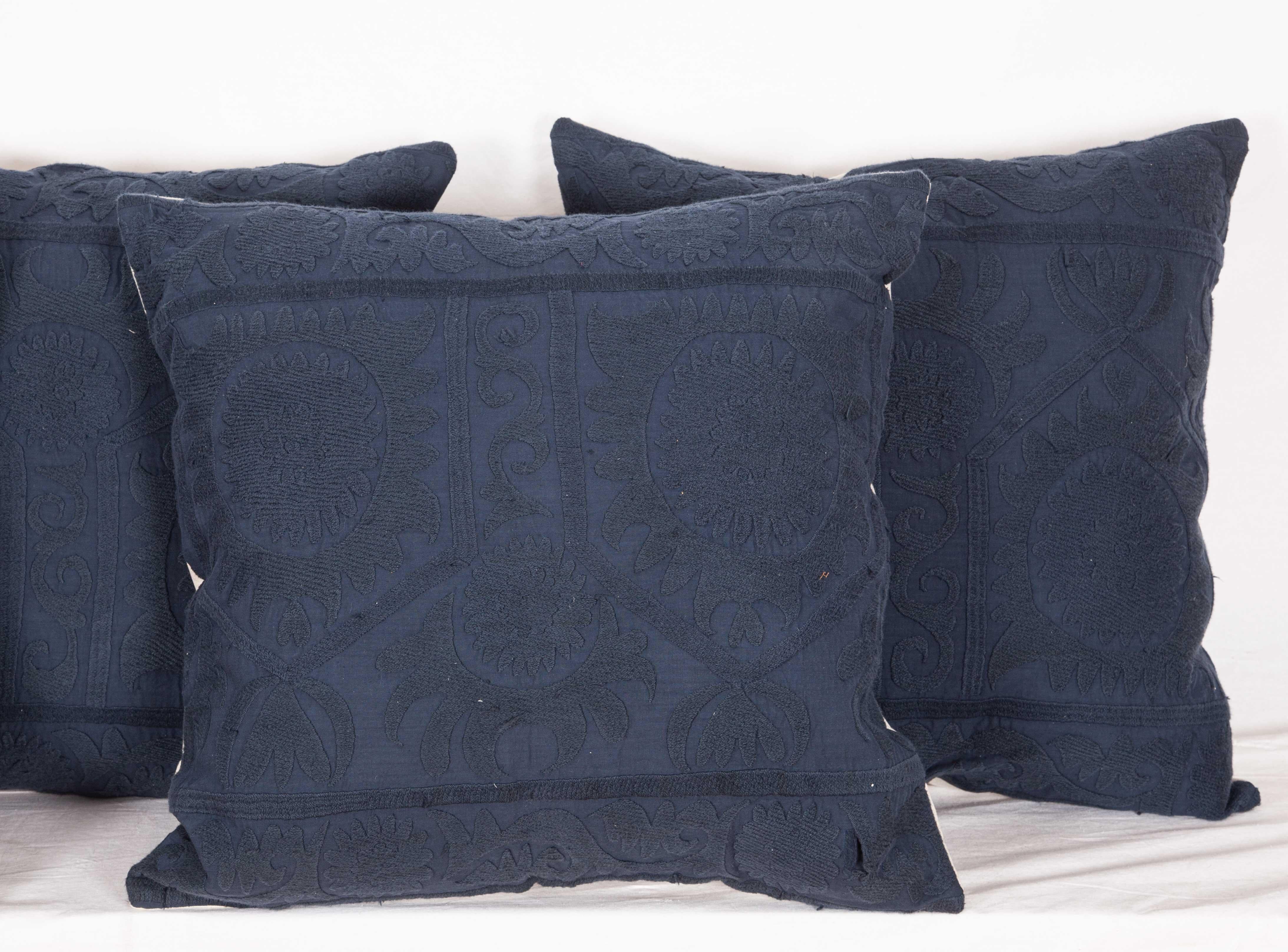 Woven Overdyed Vintage Minimalist, Modern, Suzani Pillow Cases, Mid-20th Century For Sale
