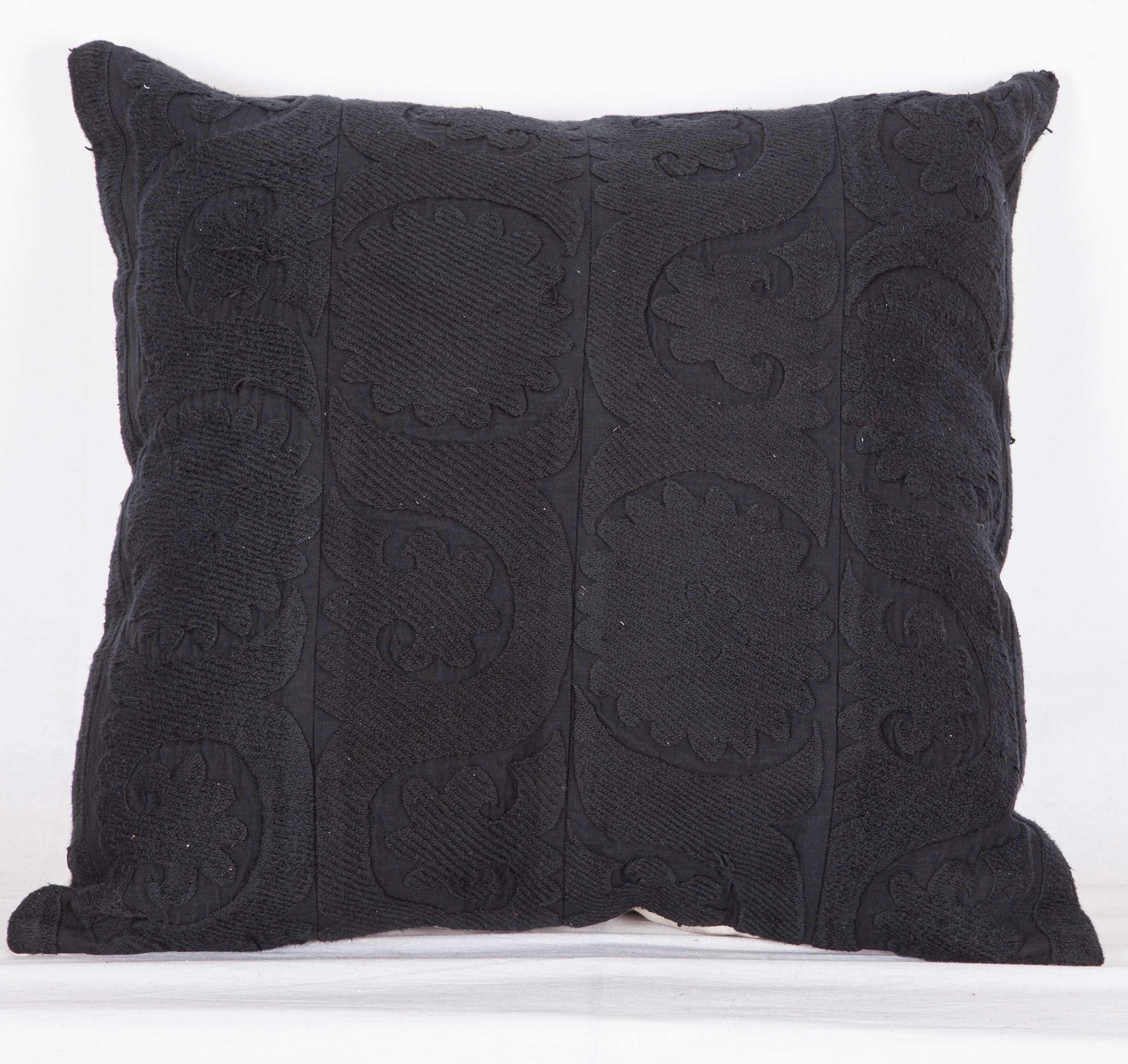 Overdyed Vintage Minimalist, Modern, Suzani Pillow Cases Mid-20th Century For Sale 1