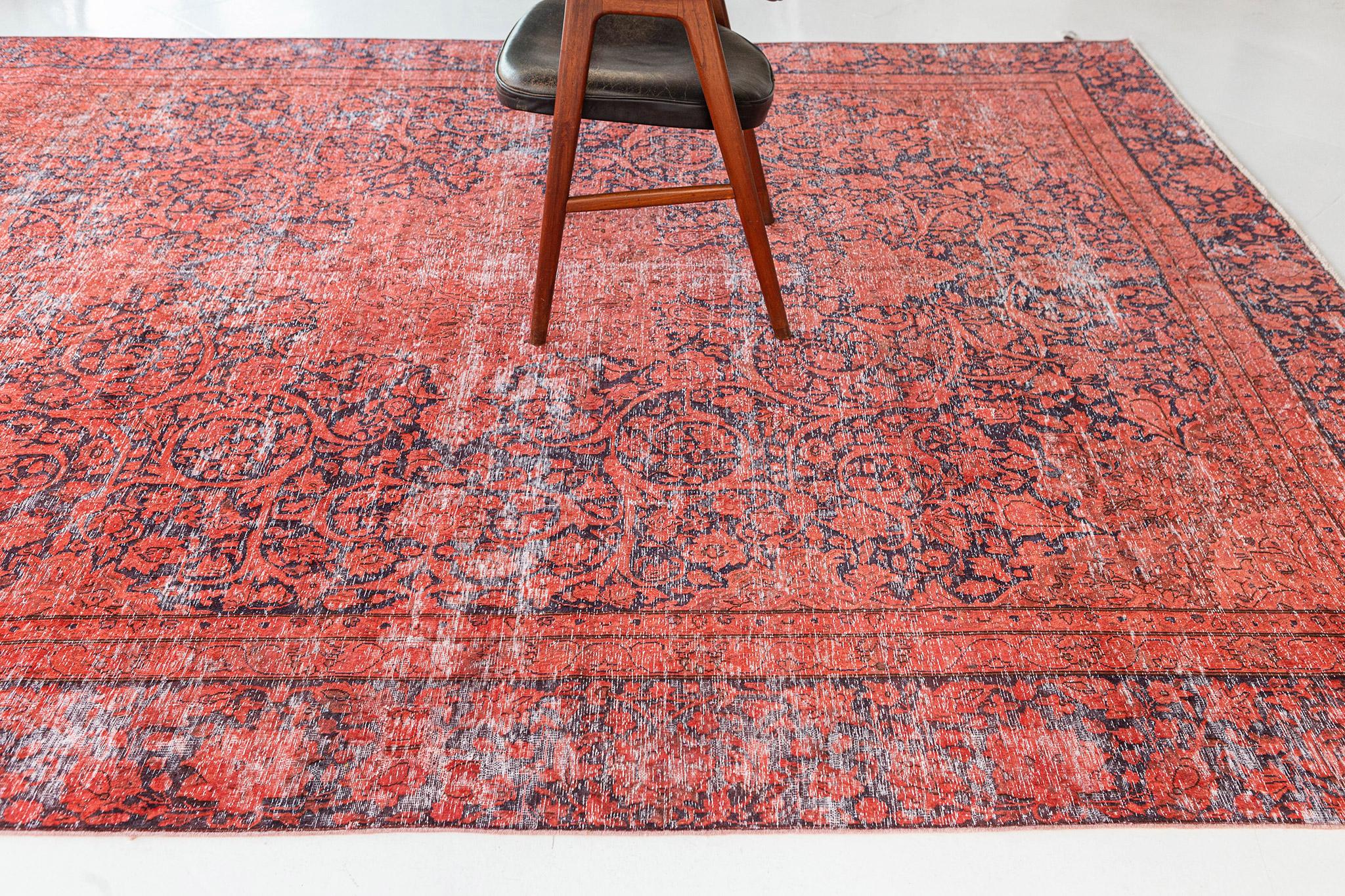Hand-Knotted  Overdyed Vintage Style Rug For Sale
