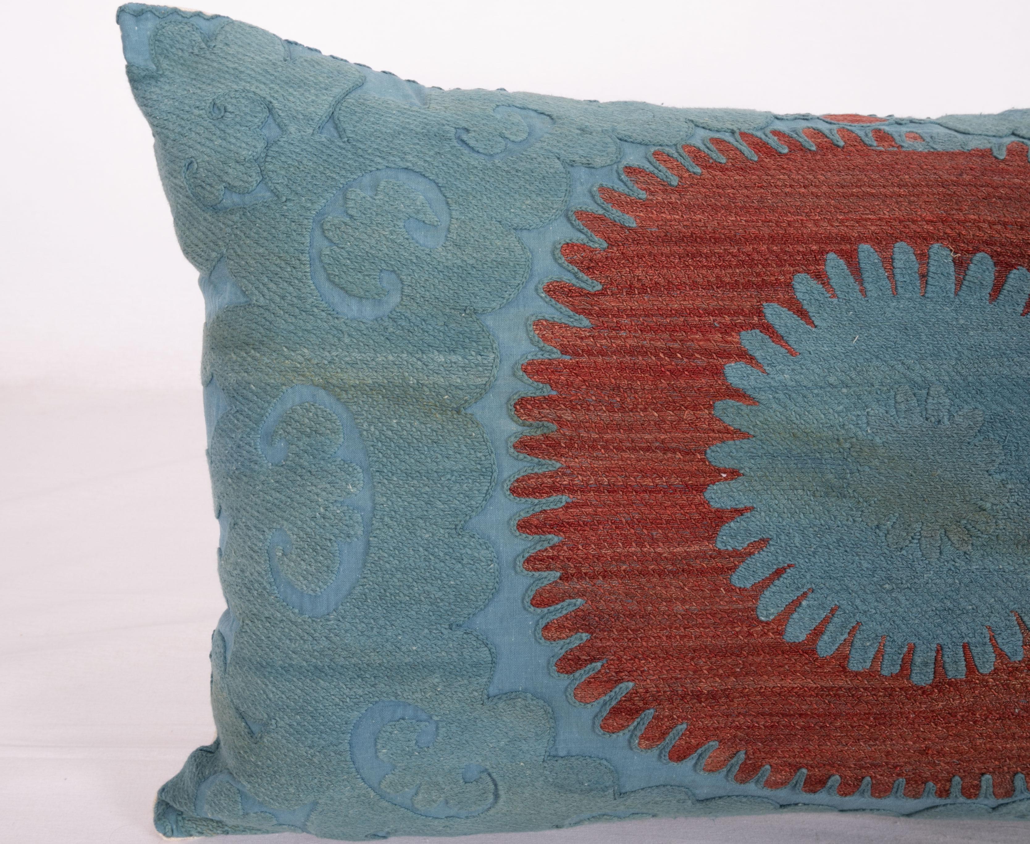 Uzbek Overdyed Vintage Suzani Pillow Case, Mid-20th Century