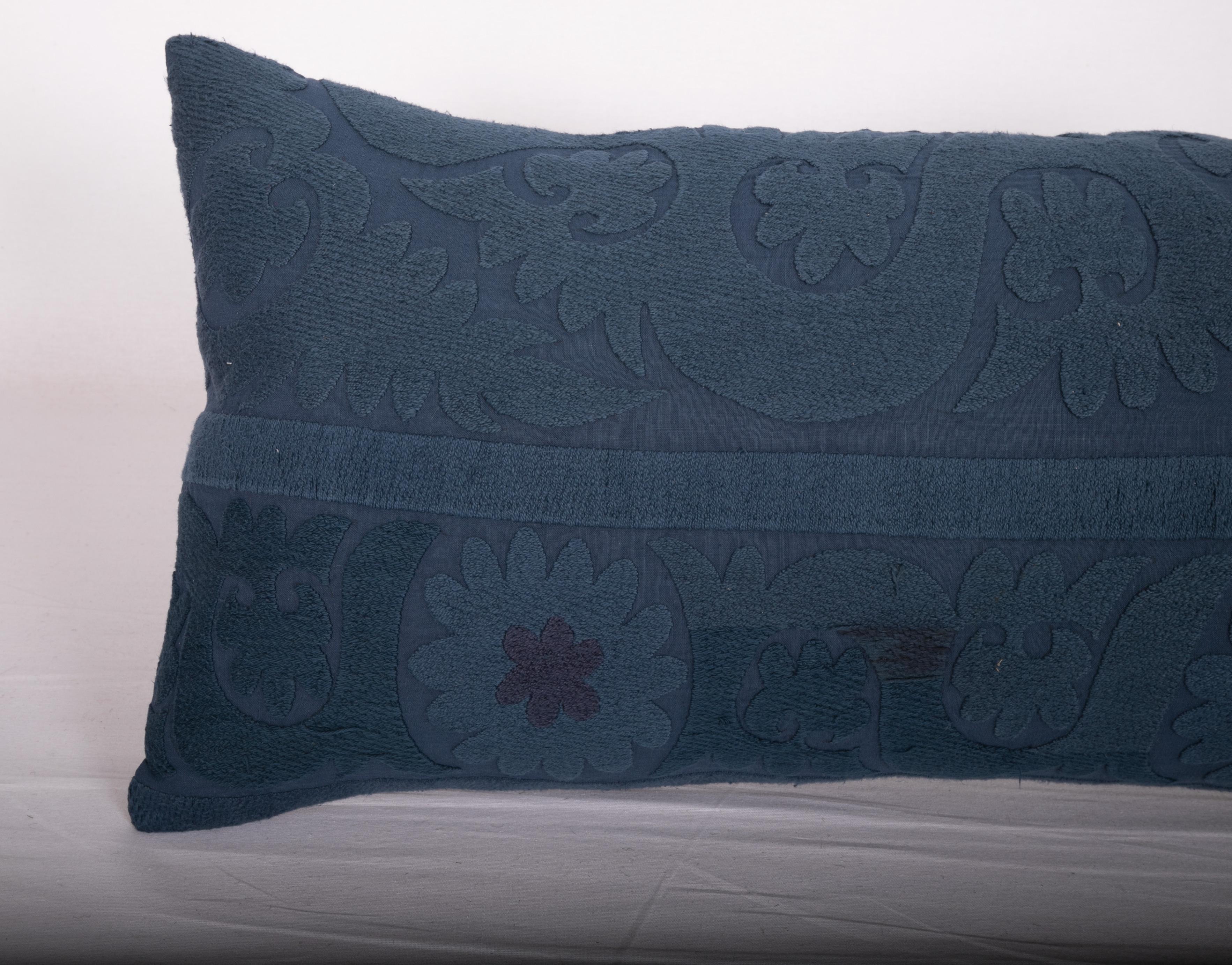 Uzbek Overdyed Vintage Suzani Pillow Case, Mid-20th Century