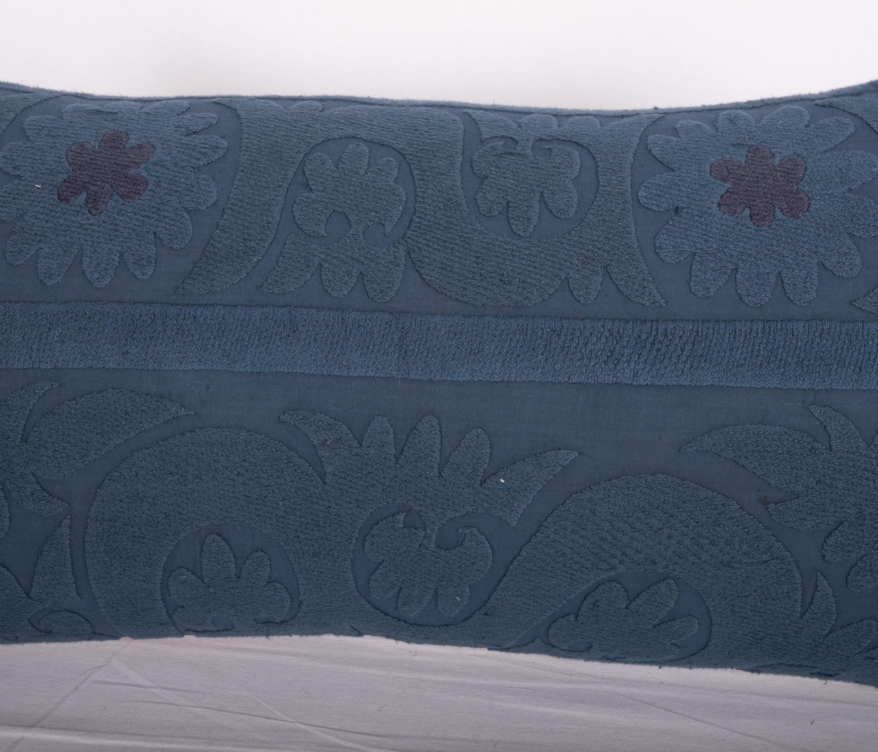 Embroidered Overdyed Vintage Suzani Pillow Case, Mid-20th Century