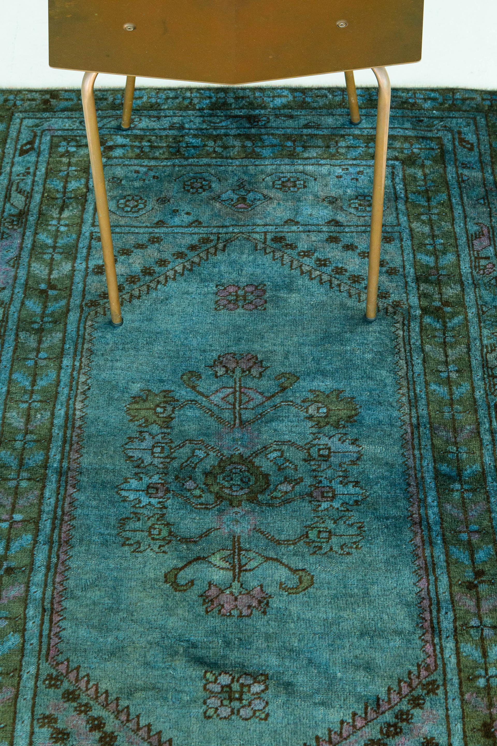 Hand-Knotted Overdyed Vintage Turkish Anatolian Rug For Sale
