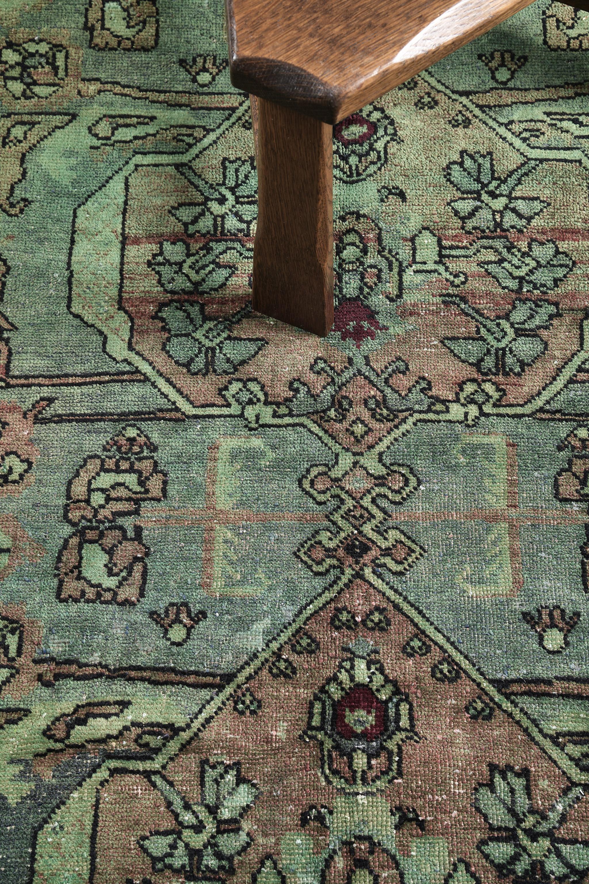 Hand-Knotted Overdyed Vintage Turkish Rug