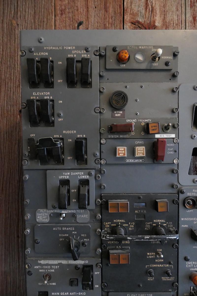 Unique piece of aviation wall art, this authentic Boeing 727 aircraft overhead panel comes from the cockpit of one of the very first versions of the Boeing 727-100, which was developed in 1960 and finally commercialized in 1963 as Eastern Air