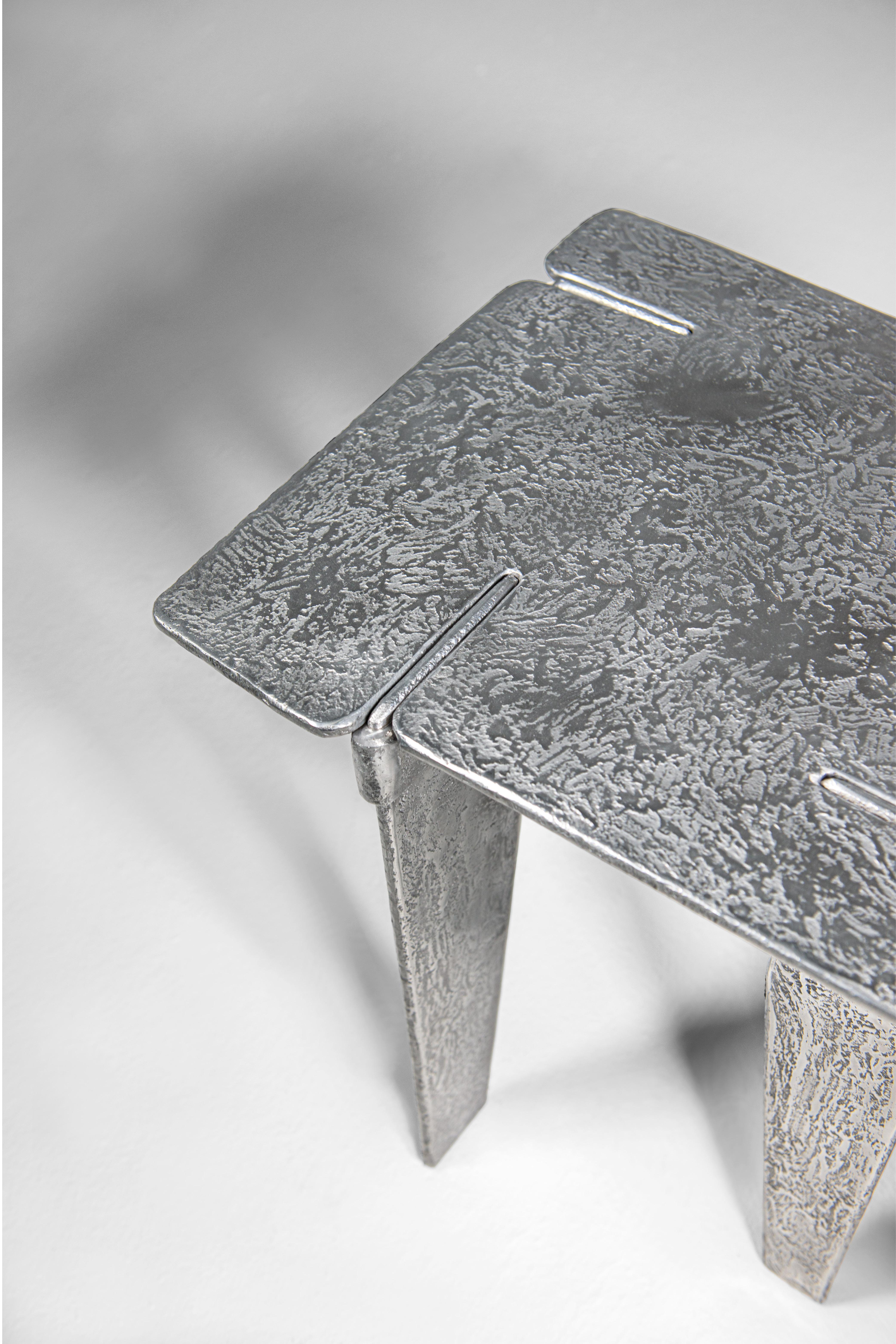 Modern Contemporary sculptural Side Table by Hessentia in aluminium casting, real metal For Sale