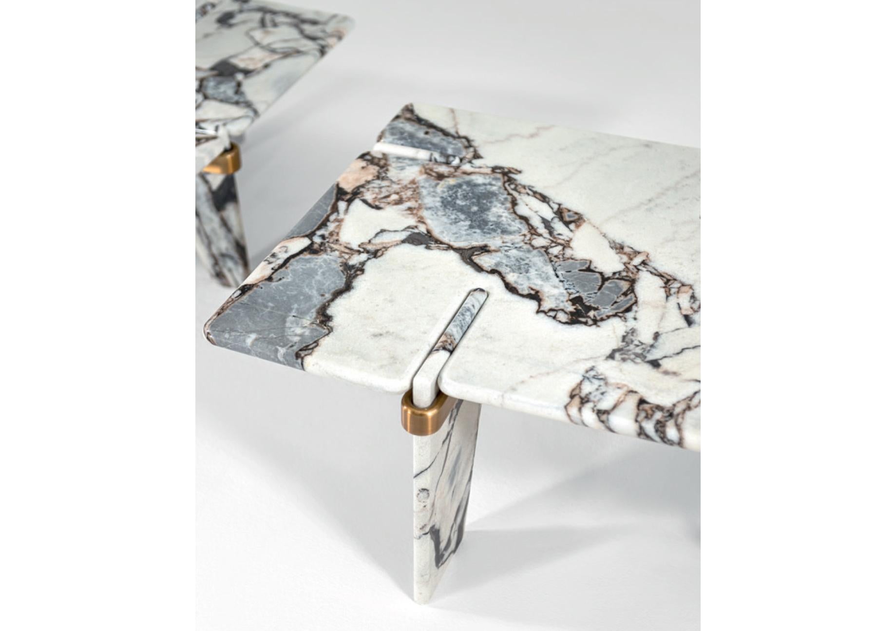 Italian Overlap Ocean Marble Coffee Table by Claudio Cappellini for Hessentia For Sale