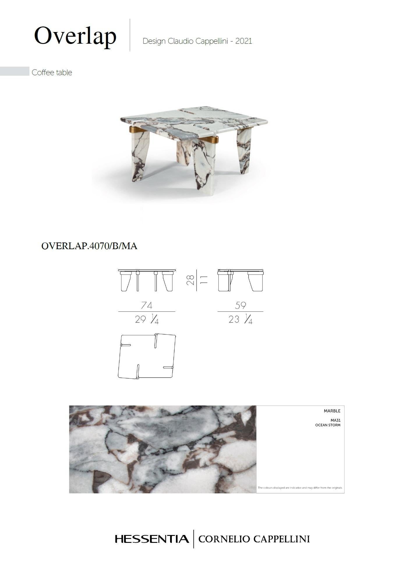Overlap Ocean Marble Coffee Table by Claudio Cappellini for Hessentia In Excellent Condition For Sale In Boston, MA