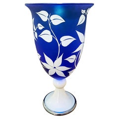 Overlay Cameo Etched Vase with Flower and Leaf