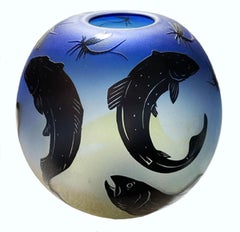 Overlay Cameo Etched Vessel with Trout '4 of 50'