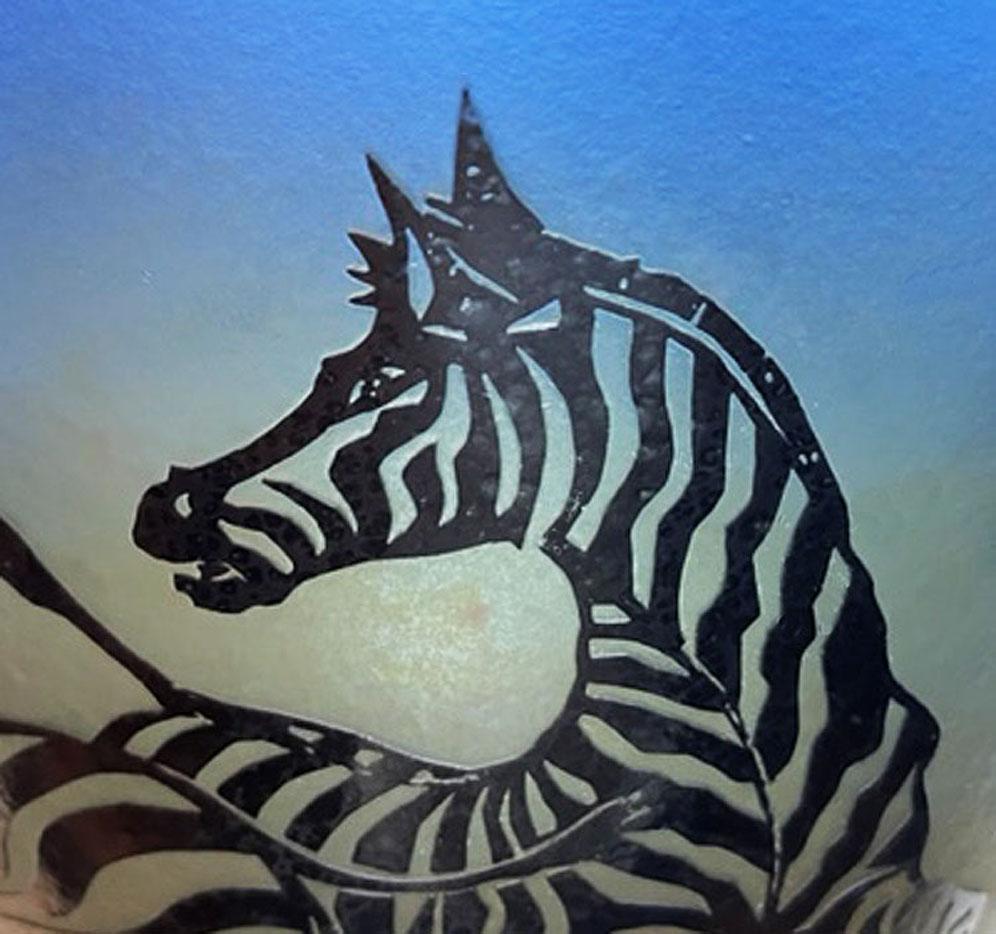 American Overlay Cameo etched Vessel with Zebra- Number 10 of 50(Limited Series)