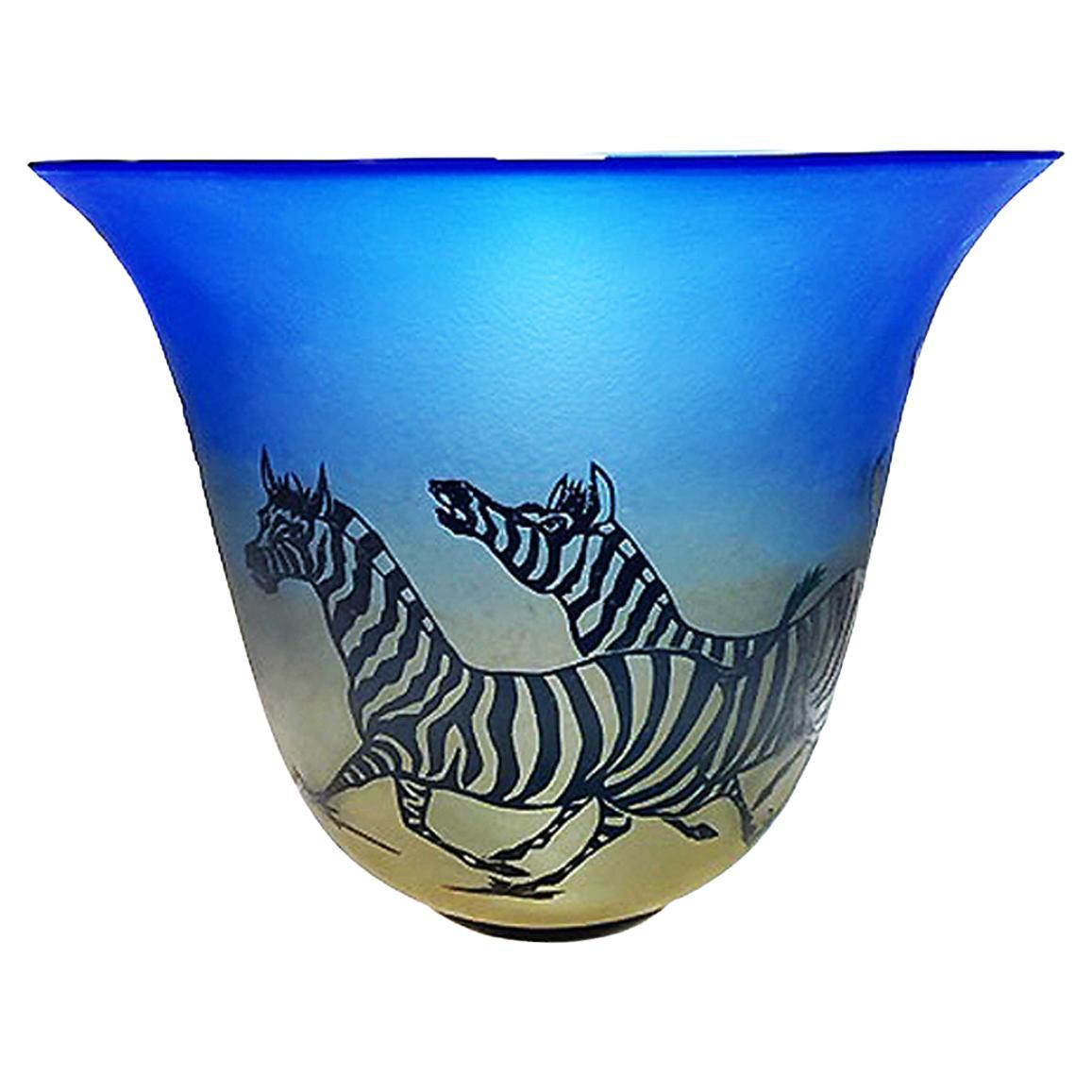 Overlay Cameo etched Vessel with Zebra- Number 10 of 50(Limited Series)