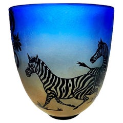 Overlay Cameo Etched Vessel with Zebra- Number 9 of 50, 'Limited Series'