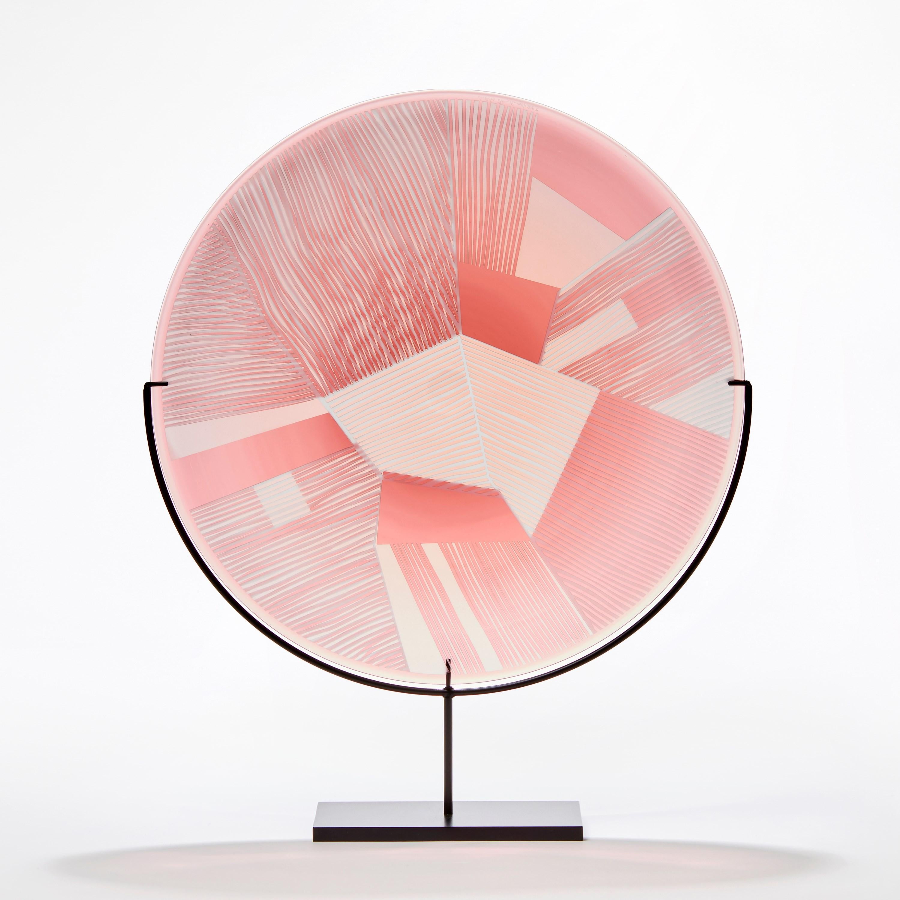 'Overlay Fields in Heliotrope over Pink' is a unique handblown and cut glass artwork by the British artist, Kate Jones of Gillies Jones.

Created with Stephen Gillies, with whom Jones makes many works in collaboration, these exquisite sculptural