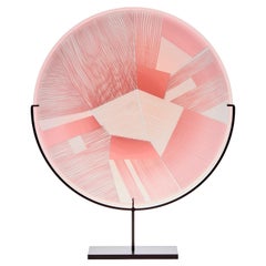 Overlay Fields in Heliotrope over Pink, a mounted glass sculpture by Kate Jones