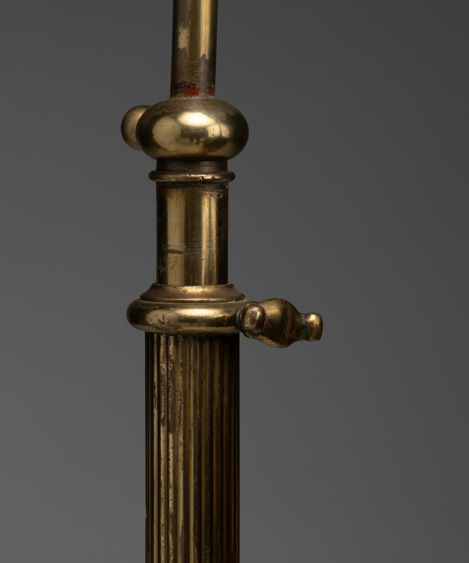Brass Overlay Floor Lamp Attributed to Handel, America circa 1930