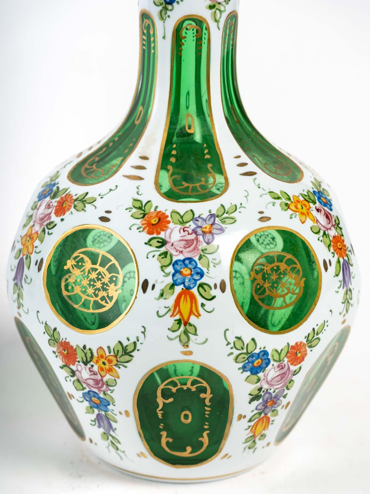 Overlay Liqueur Decanter, Five Glasses, Vase and Pair of Bowls, 20th Century 3
