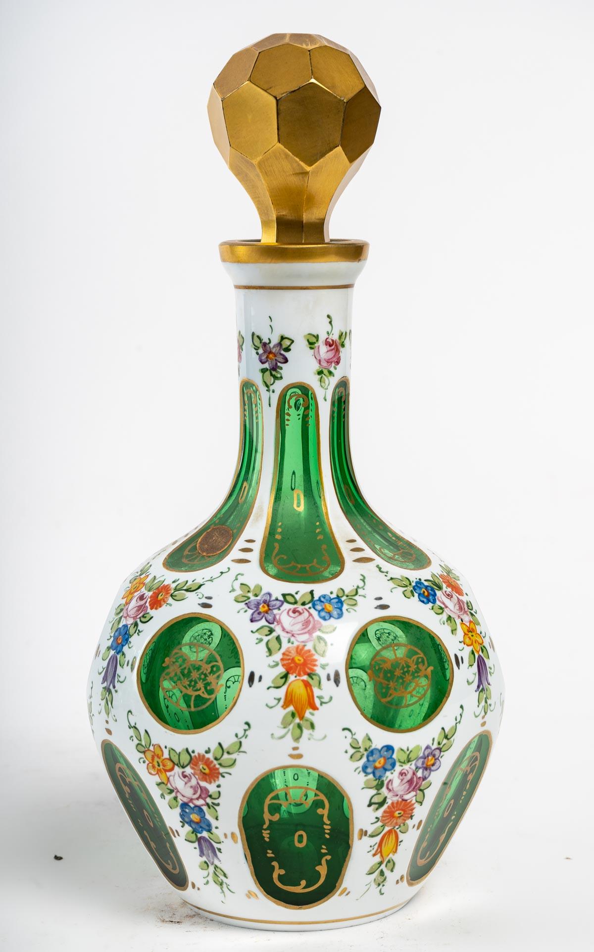 Overlay Liqueur Decanter, Five Glasses, Vase and Pair of Bowls, 20th Century 4