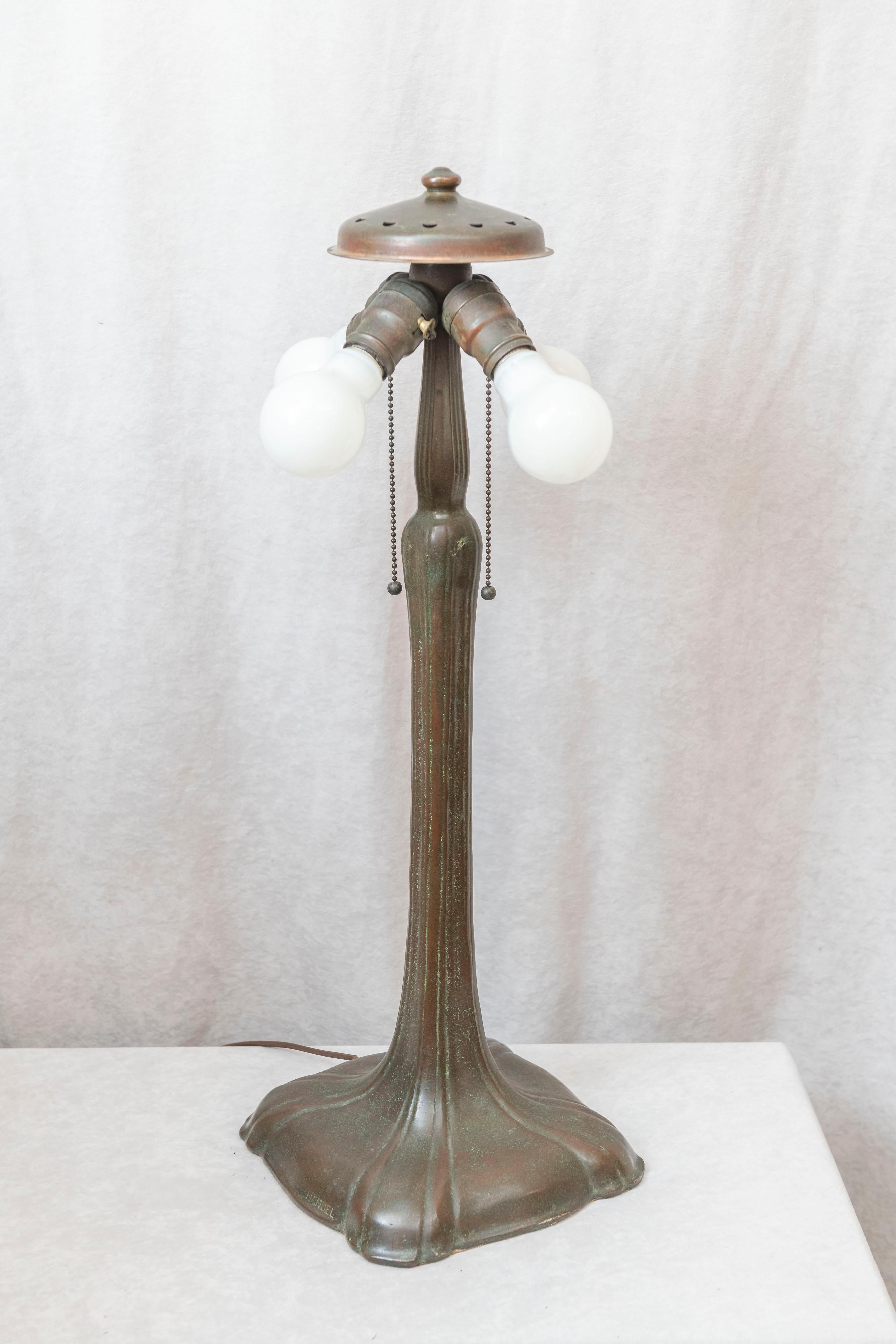 Overlay Scenic Handel Panel Lamp, Original, Signed, circa 1910 3