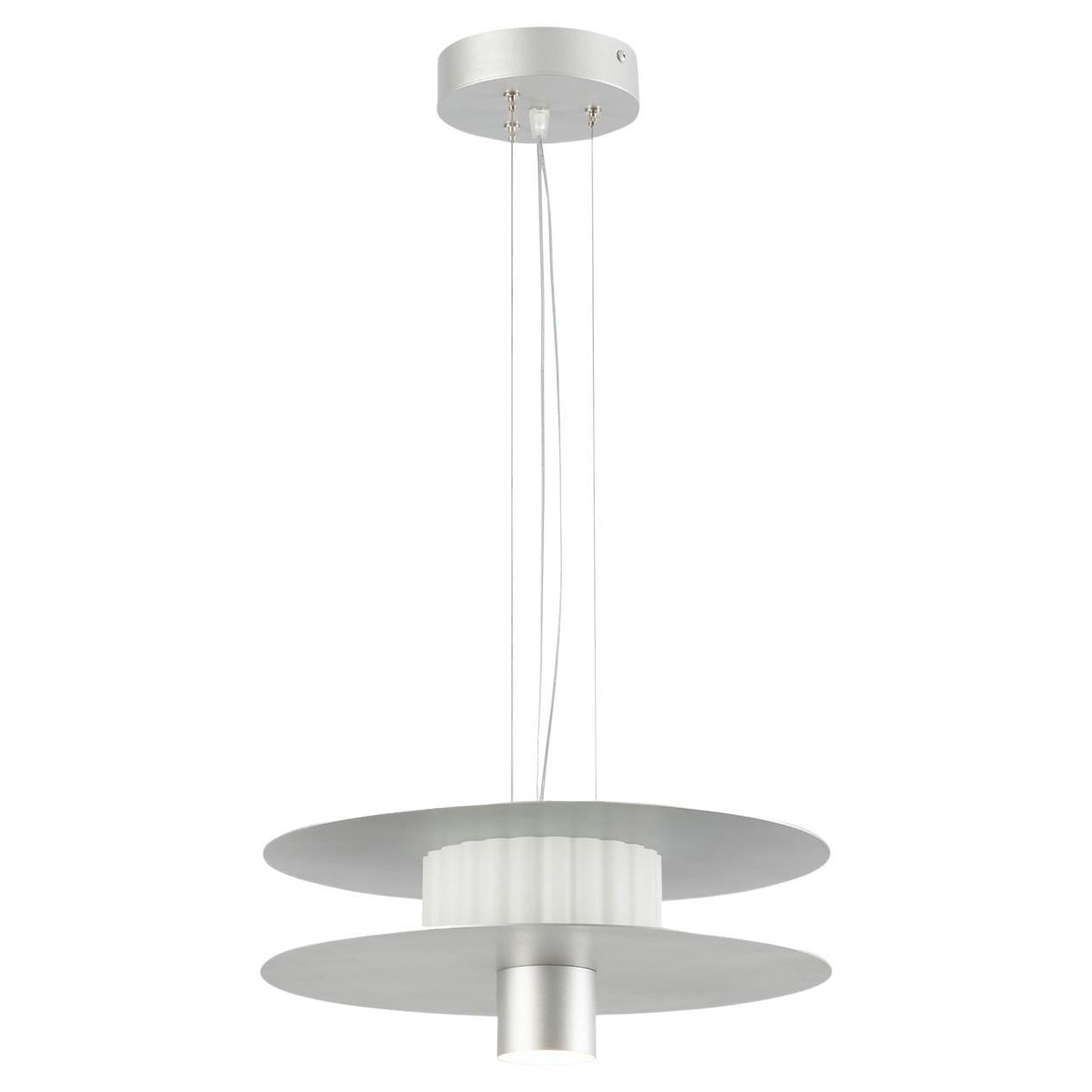 Overlay Silvery Pendant Lamp For Sale