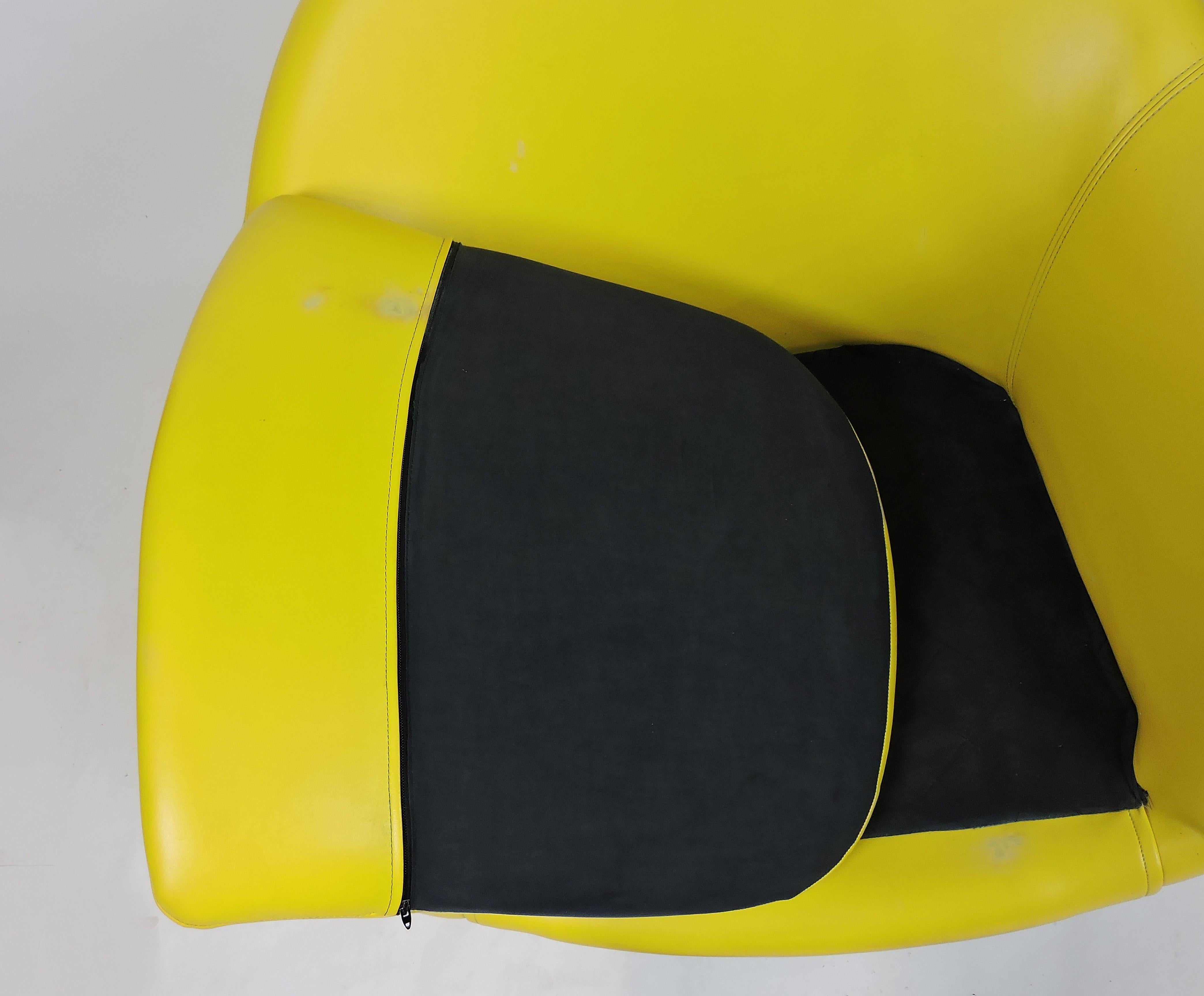 Overman Mid-Century Modern Chrome Swivel Pod Chair in Yellow 1