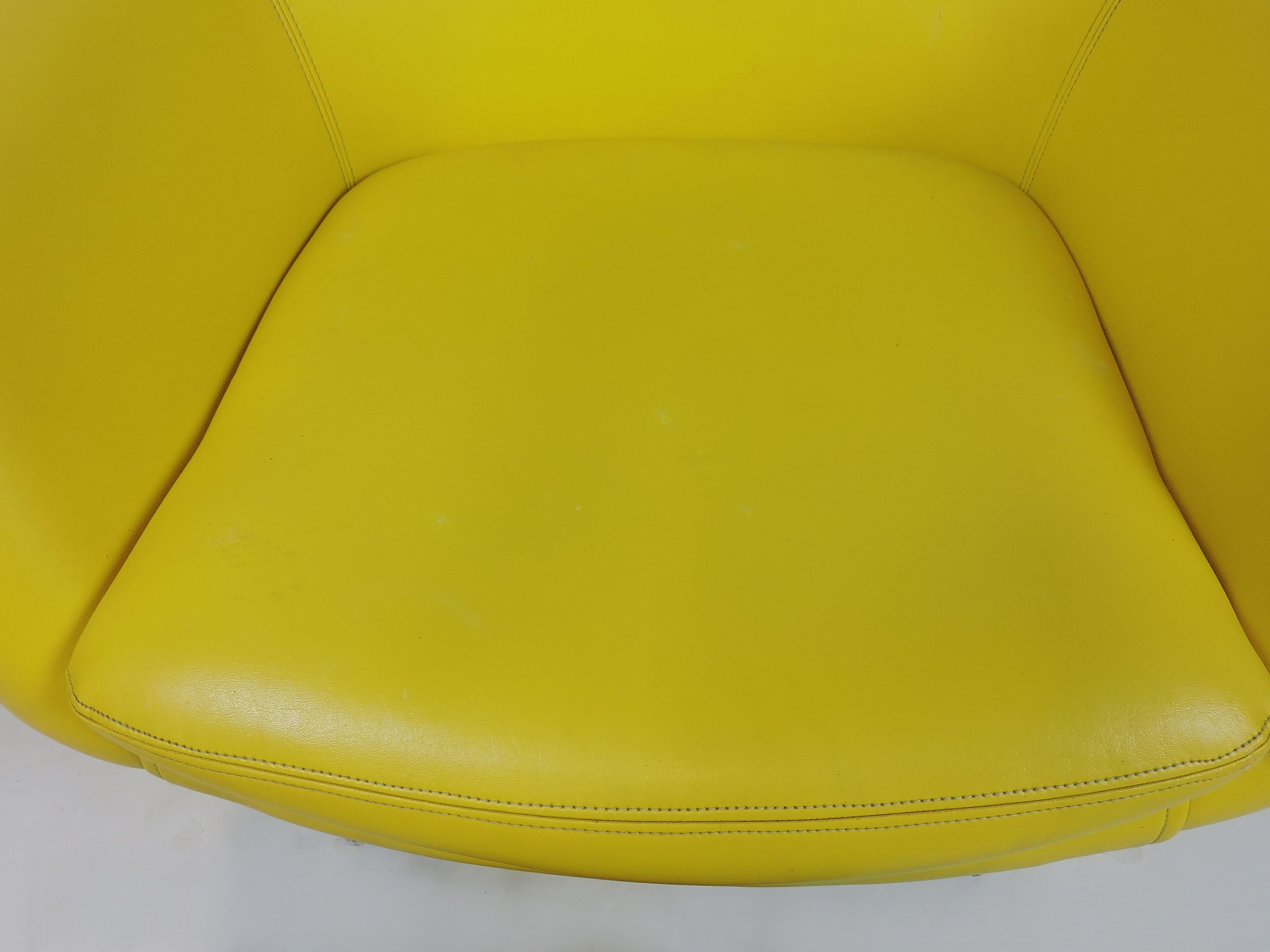 Overman Mid-Century Modern Chrome Swivel Pod Chair in Yellow 2