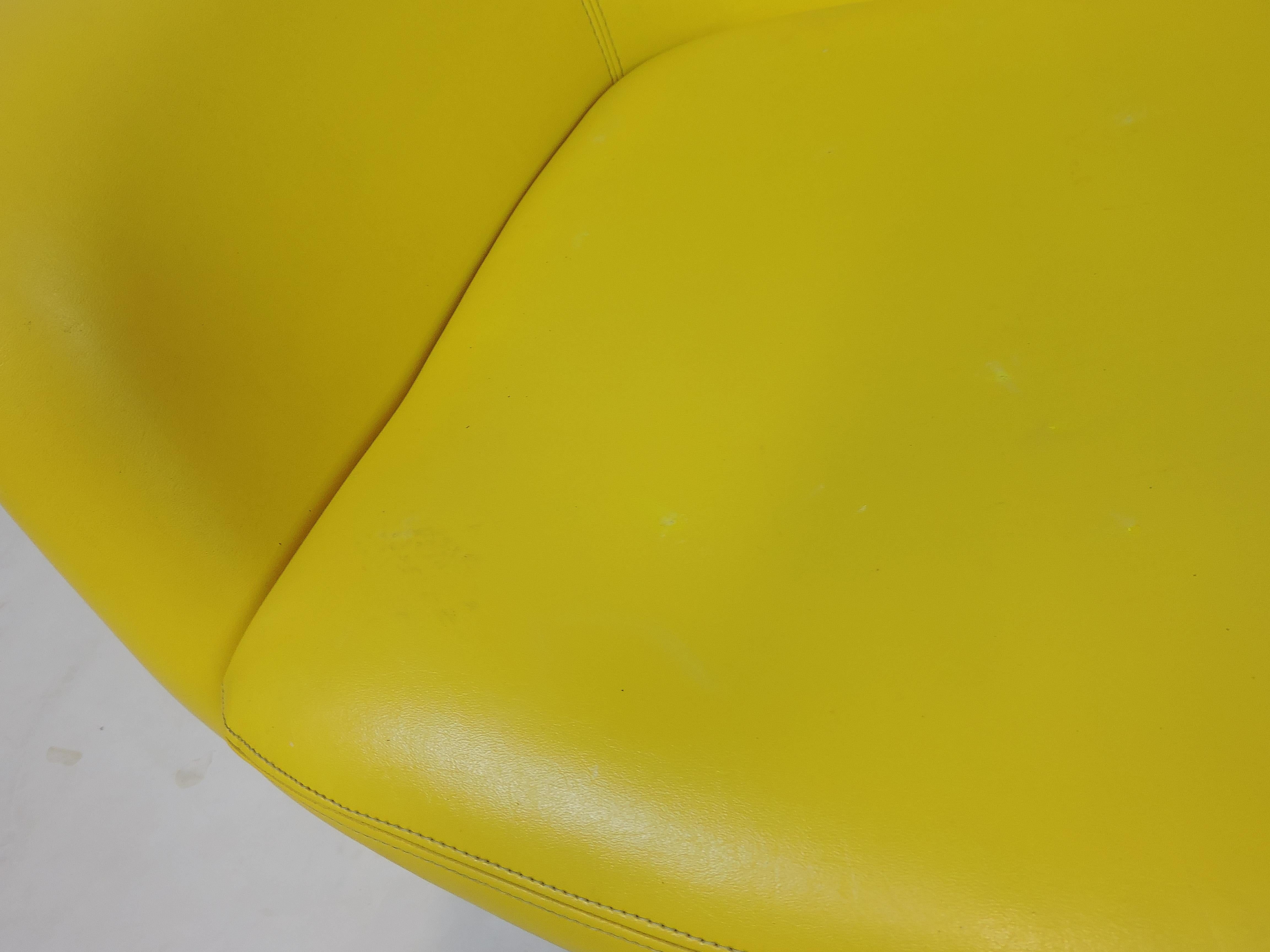 Overman Mid-Century Modern Chrome Swivel Pod Chair in Yellow 3